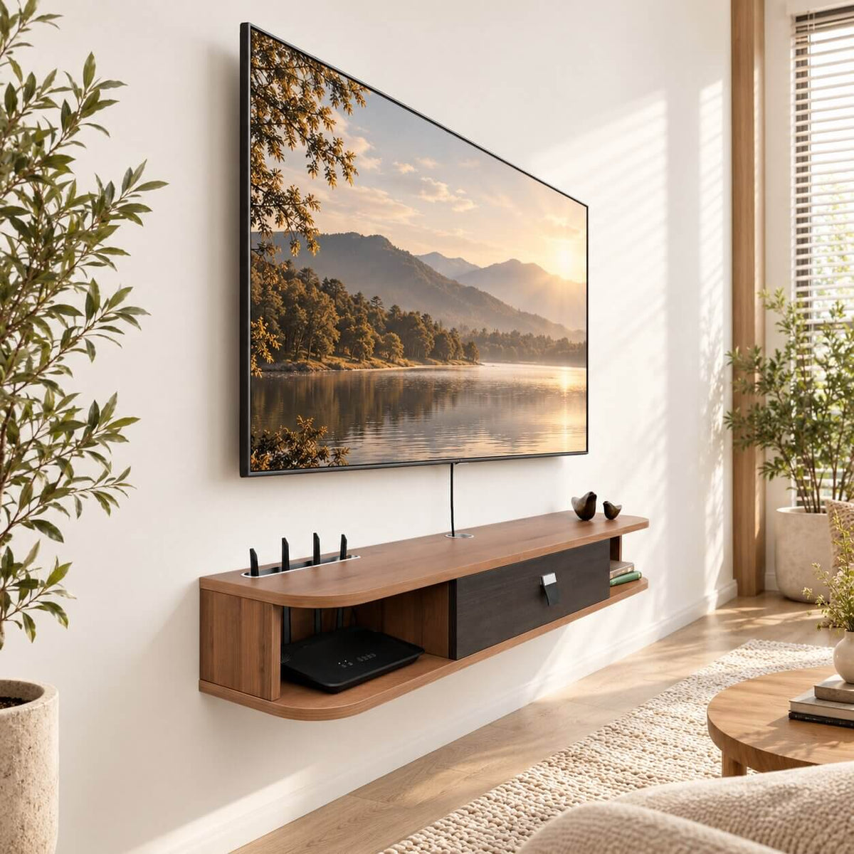 47" Eclan Floating TV Stand, Walnut