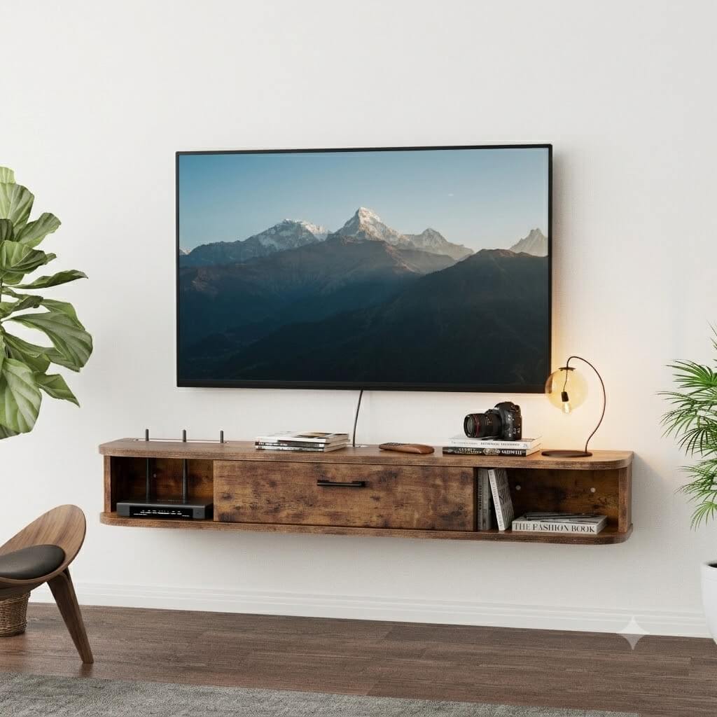 47.27" Pureza Rustic Brown Floating TV Stand
