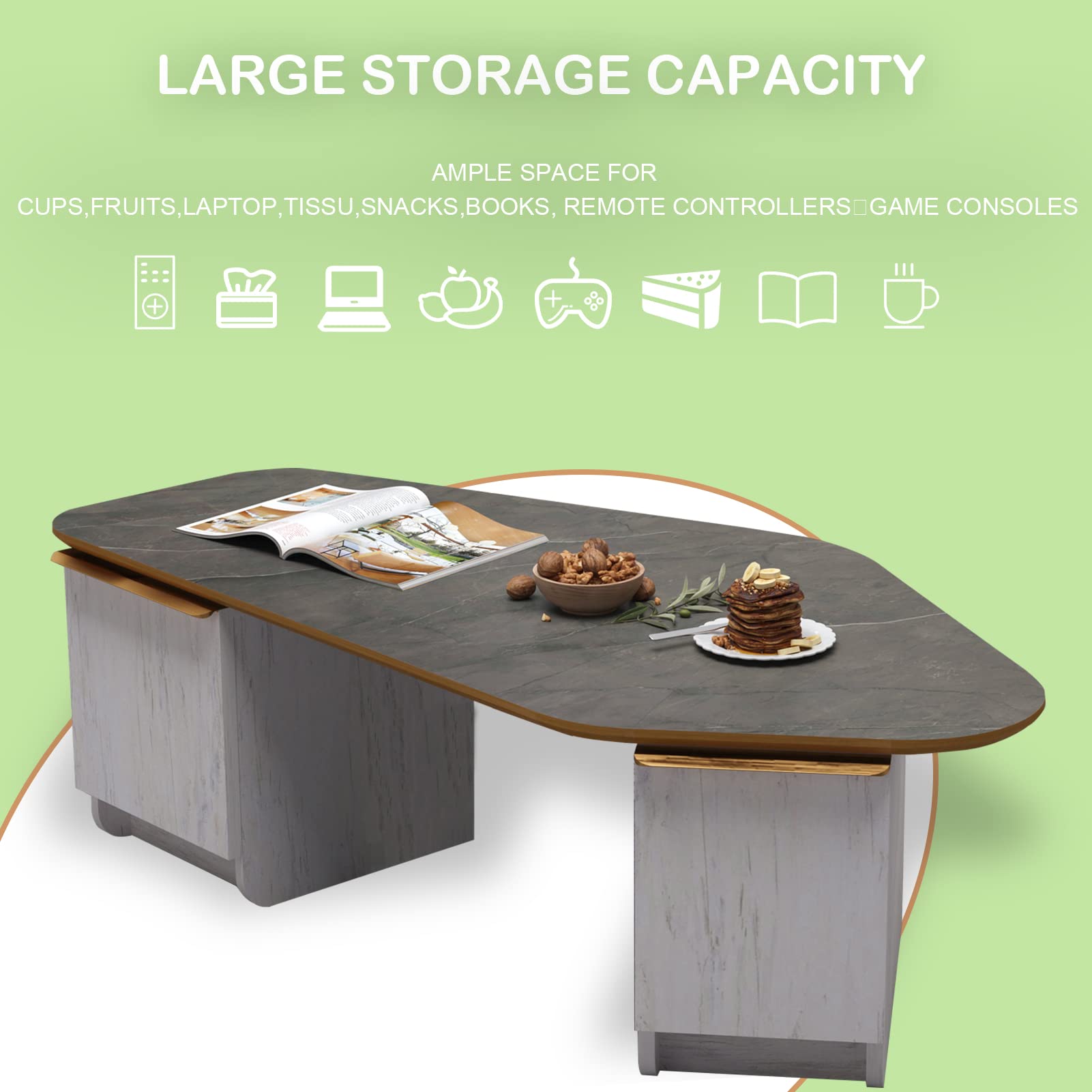 Triple Tone 47 Inch Solid Wood Modern Coffee Table