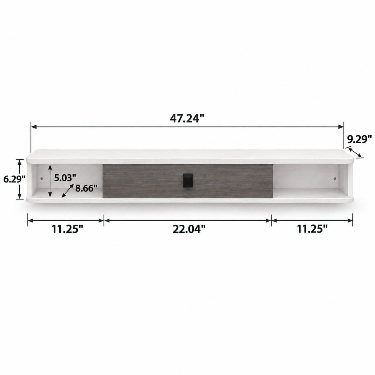 47" Eclan Floating TV Stand, Greyish White
