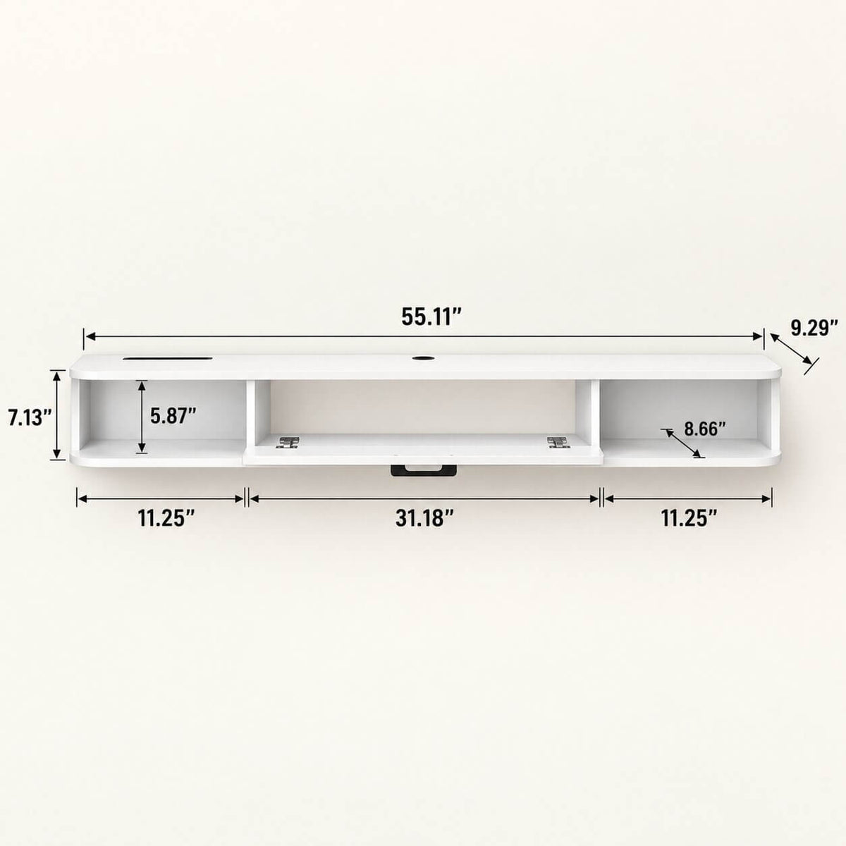 55.11" Pureza Floating TV Stand, White