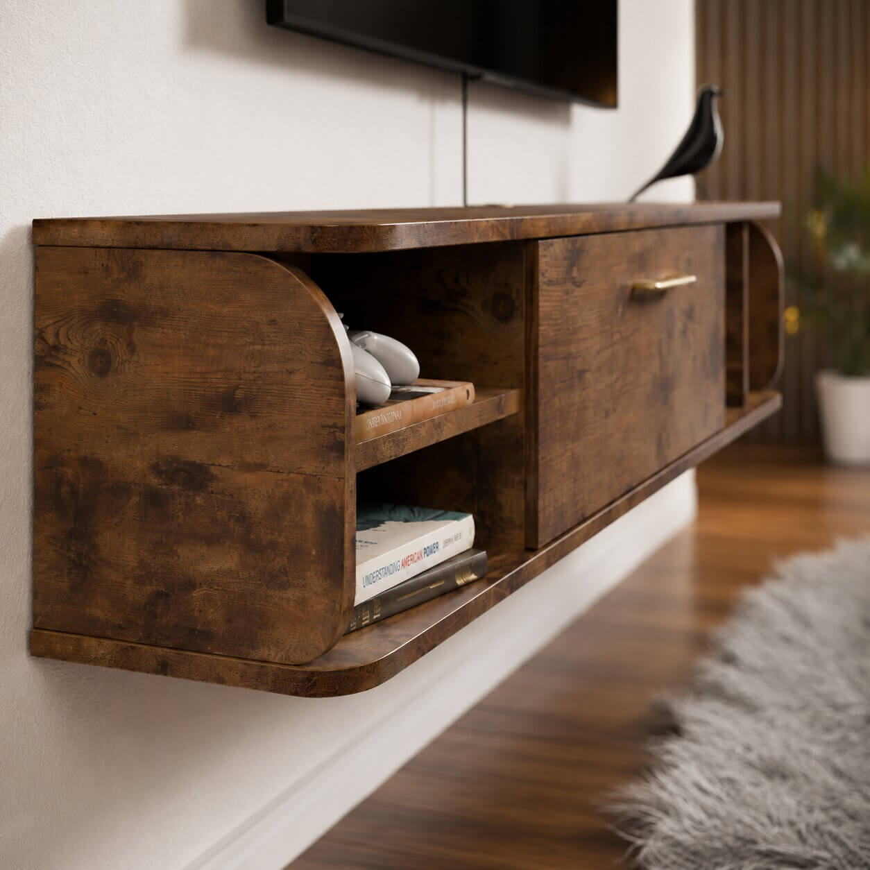 58" Prima TV Stand Rustic Brown (BACKORDER)