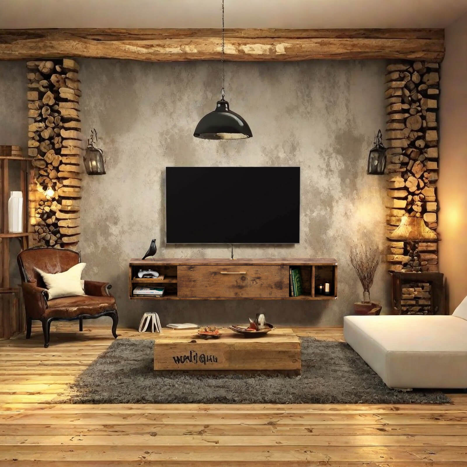 58" Prima TV Stand Rustic Brown