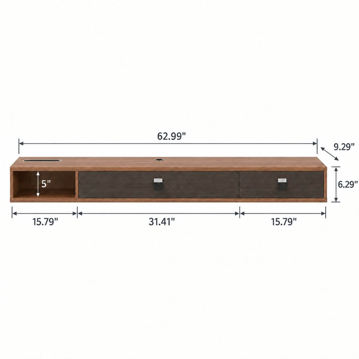 63" Dueta Floating TV Stand, Walnut