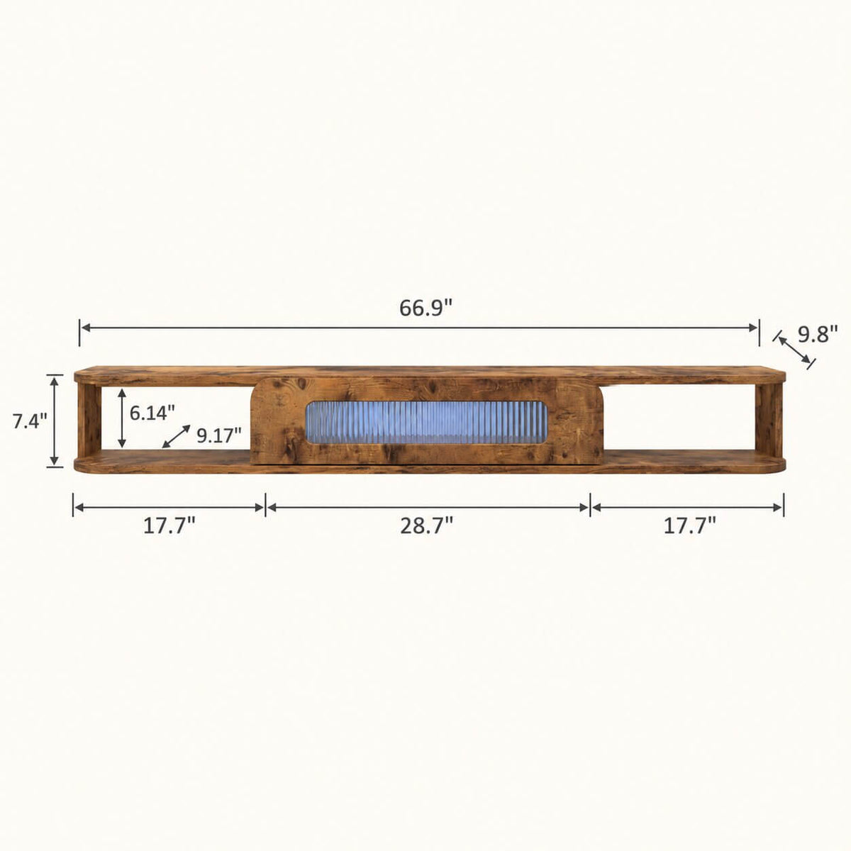 67" Eclaire Floating TV Stand, Rustic Brown