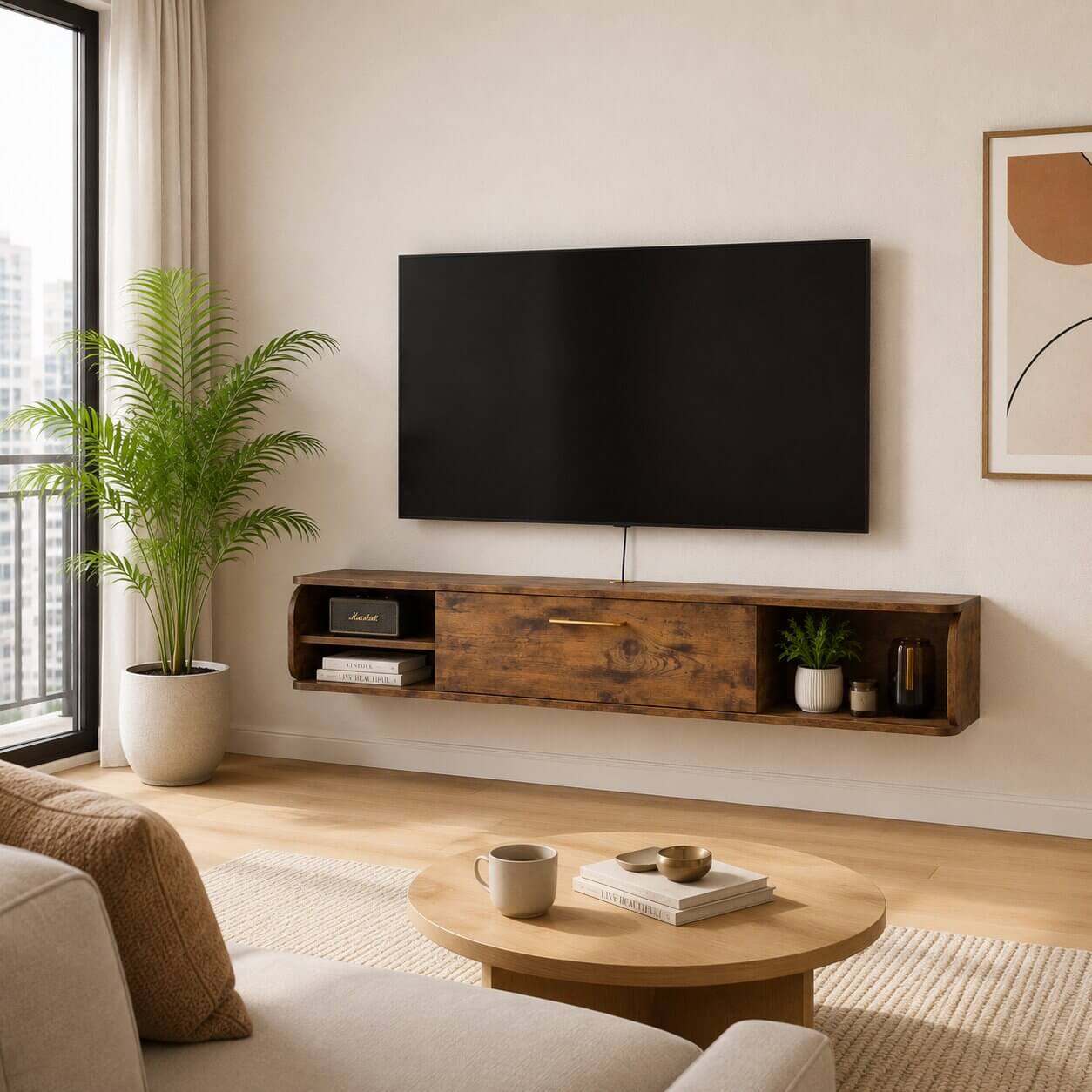 67" Prima TV Stand Rustic Brown