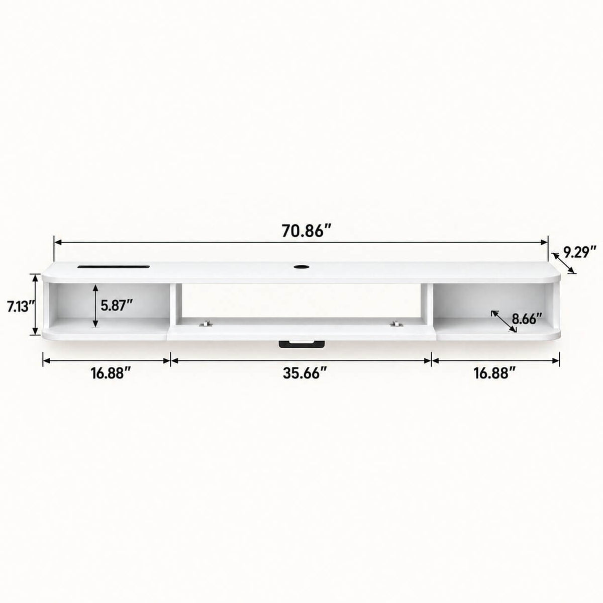 70" Pureza Floating TV Stand, White