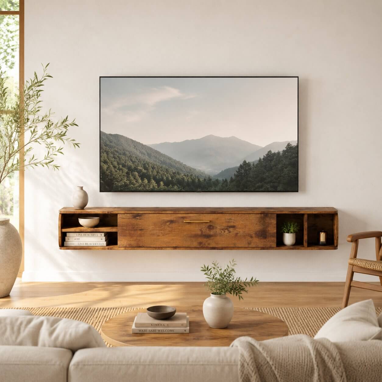 76" Prima TV Stand Rustic Brown