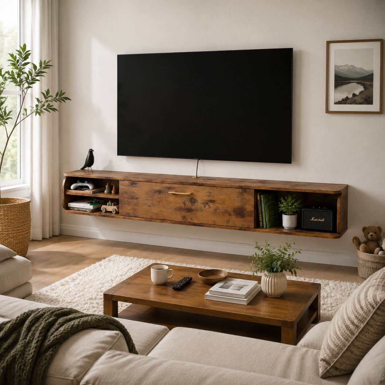 76" Prima TV Stand Rustic Brown