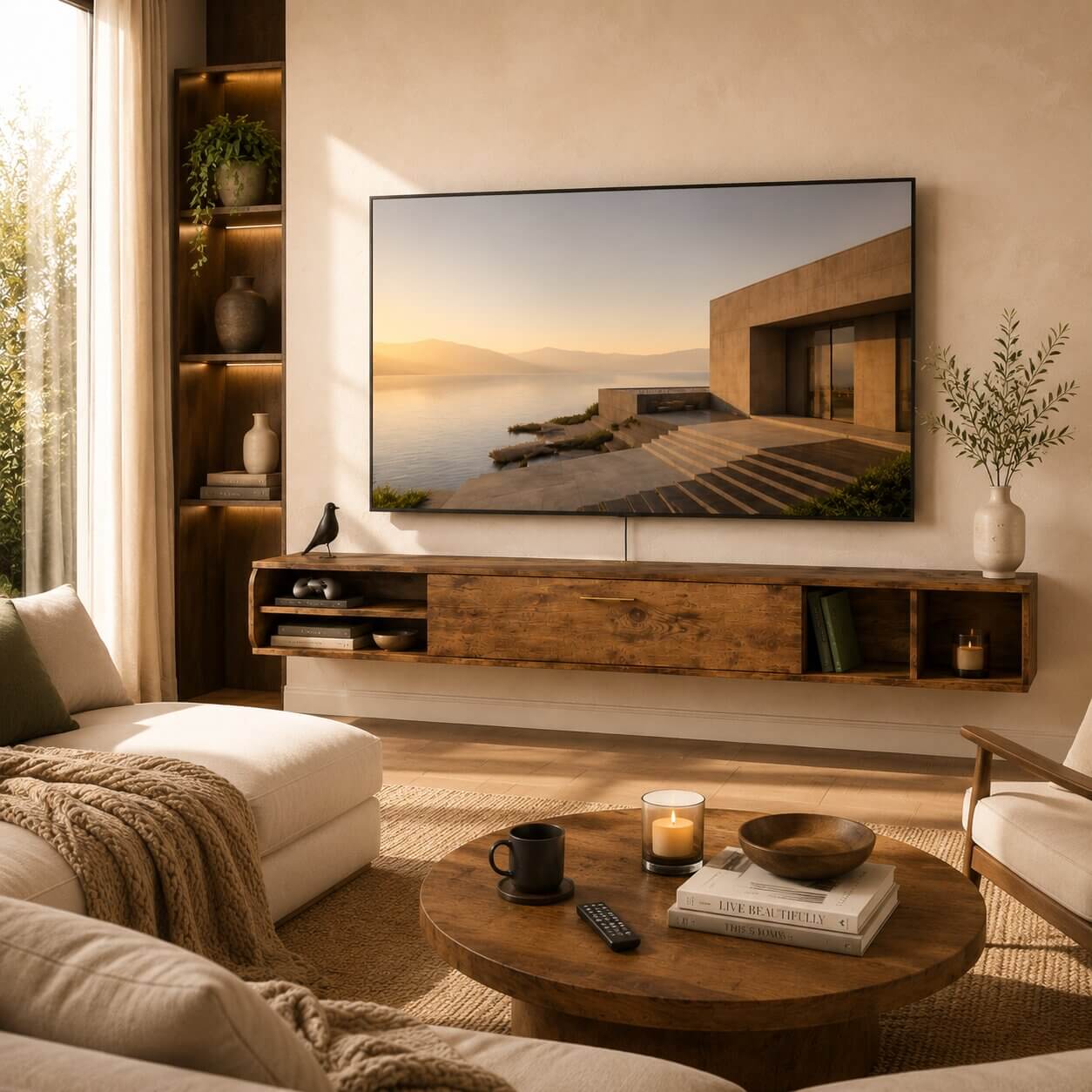 94.48" Prima TV Stand Rustic Brown