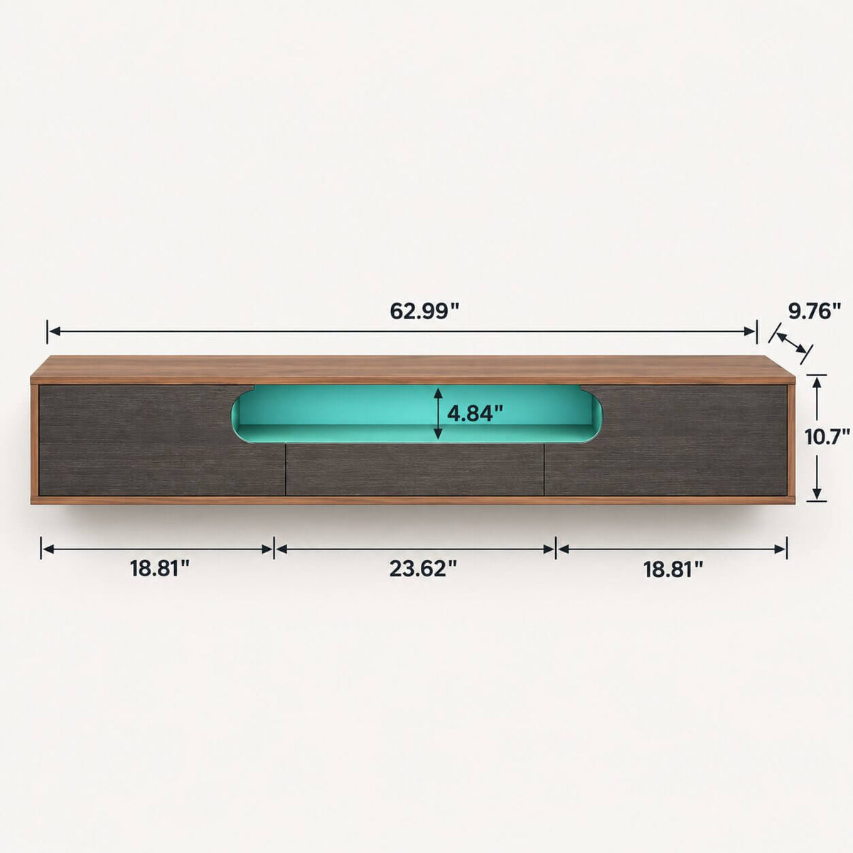 62.99" Claris Floating TV Stand, Walnut