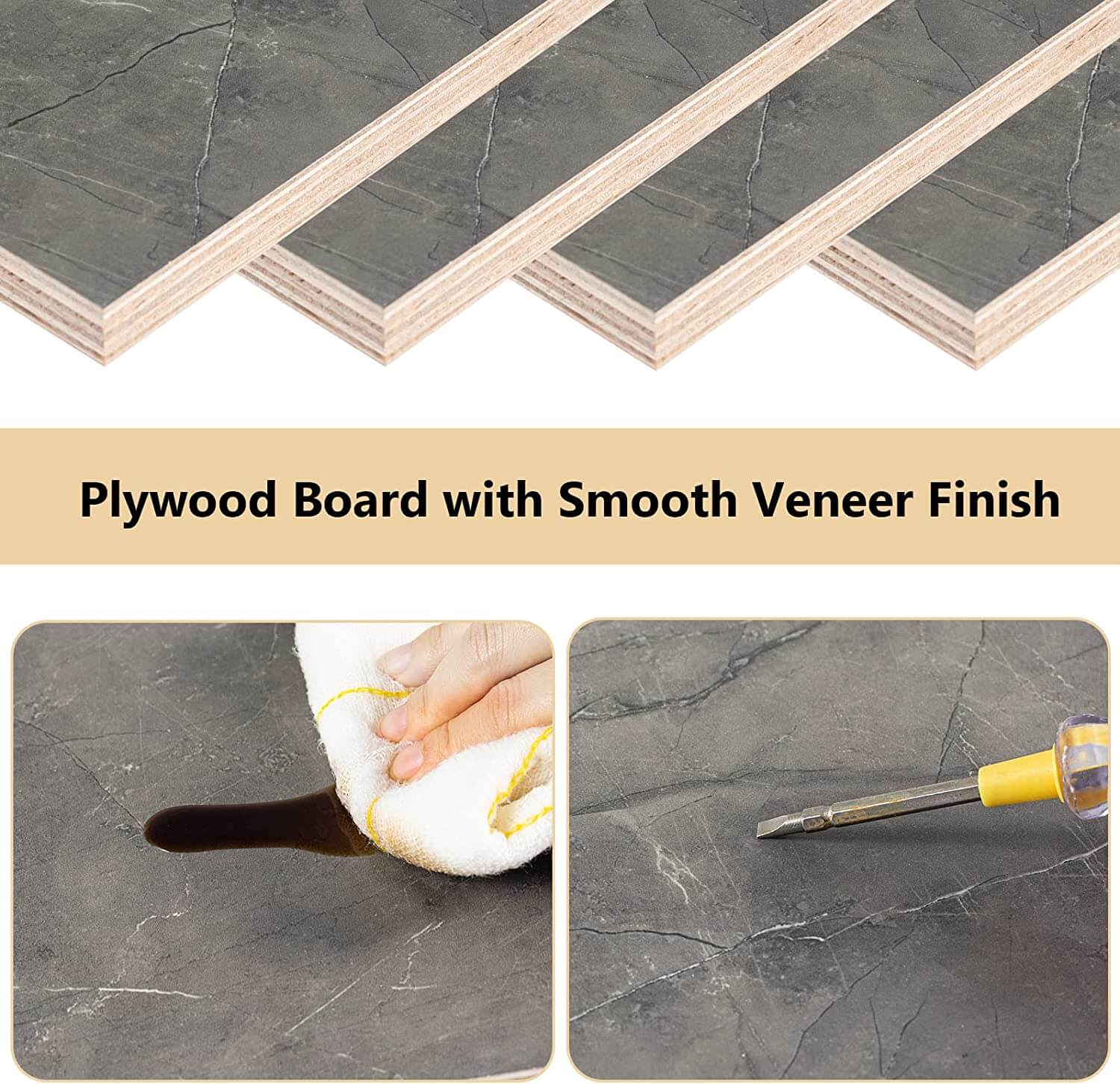 Plywood Wall Mounted Floating TV Stand with Large Door Storage  #color_marble grey