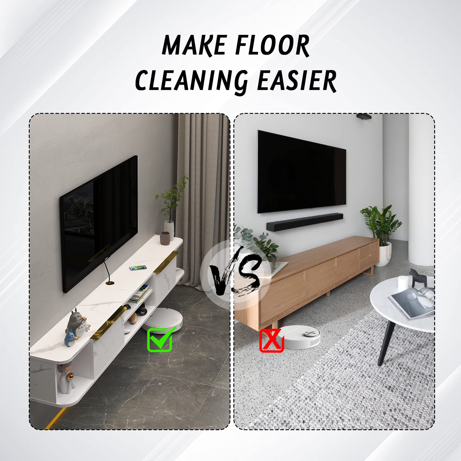 Modern Floating TV Stand with Storage Drawers and Shelves #color_pietra white