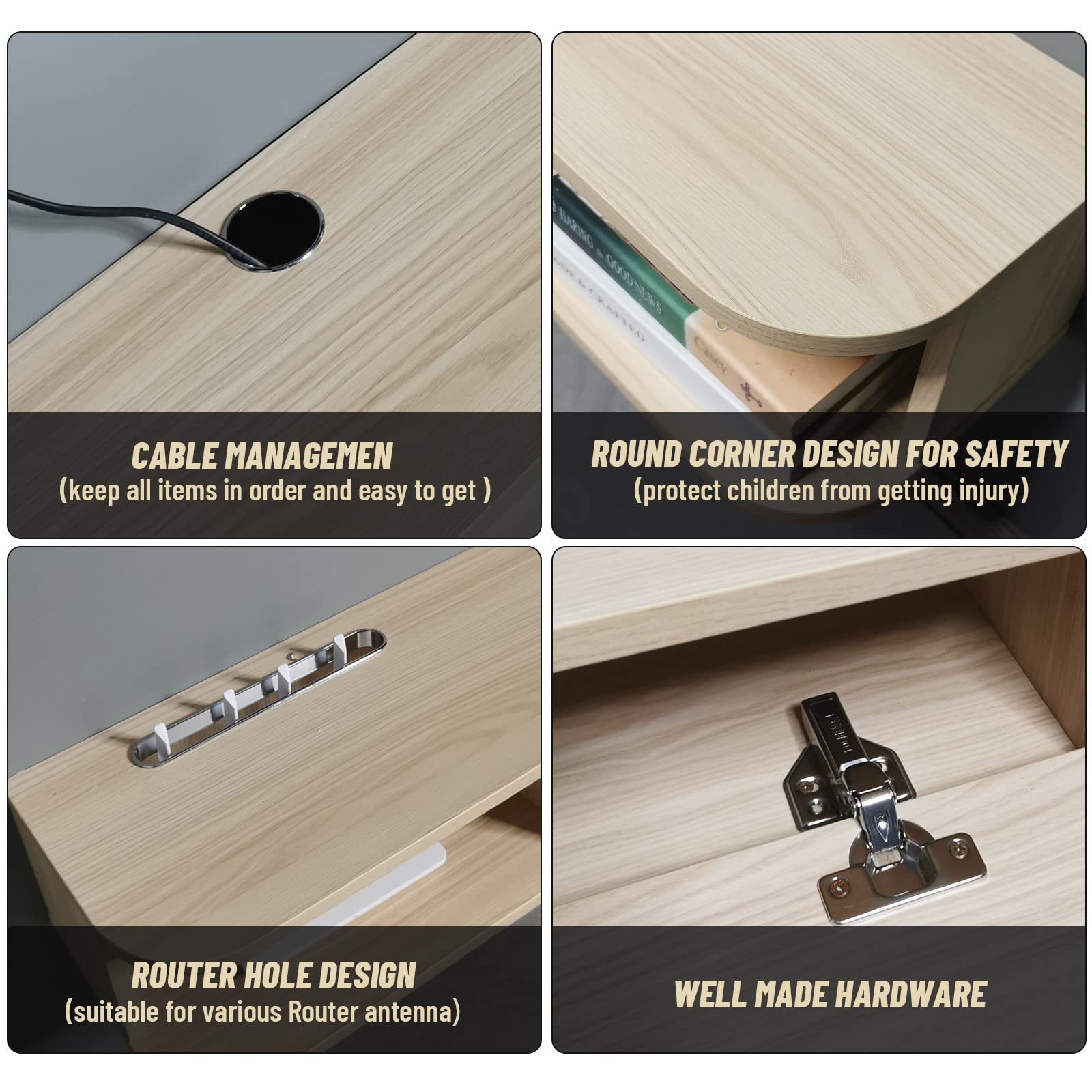 Plywood Wall Mounted Floating TV Stand with Large Door #color_light oak