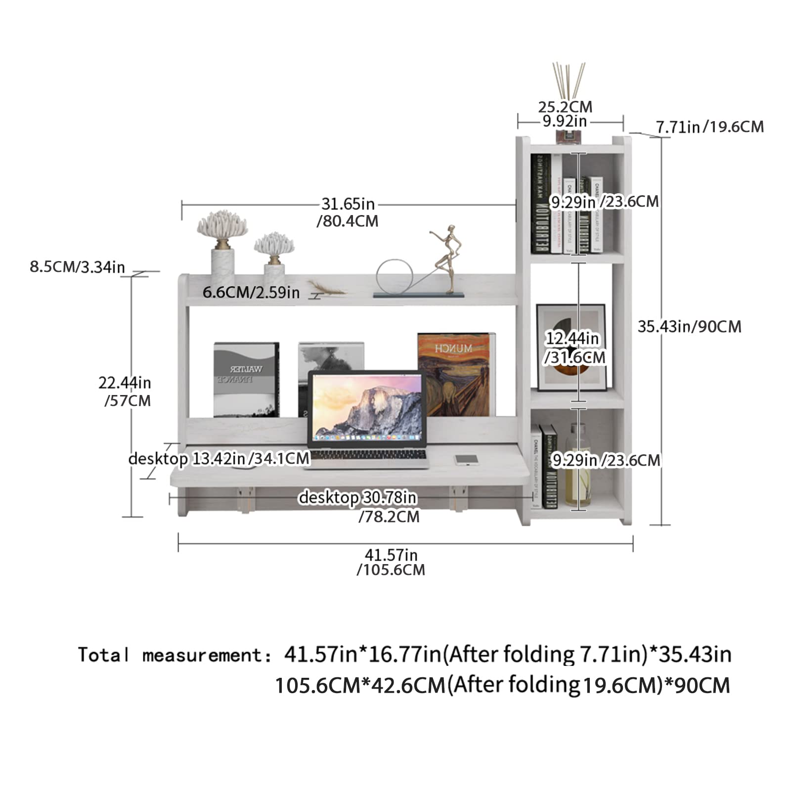 Wall Mounted Floating Desks with Drop-leaf Table & Shelves #shelf_right