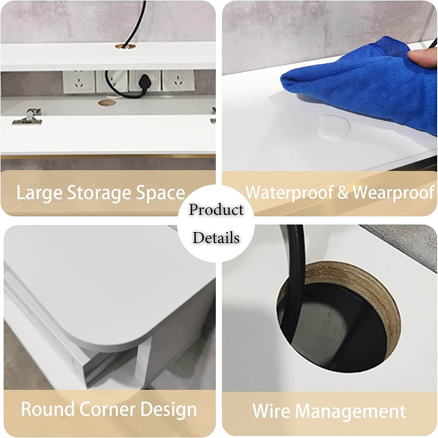 White Plywood Wall Mounted Floating TV Stand with Large Door Storage #color_white