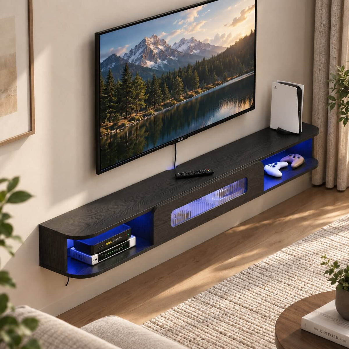 47" Eclaire Floating TV Stand, Black