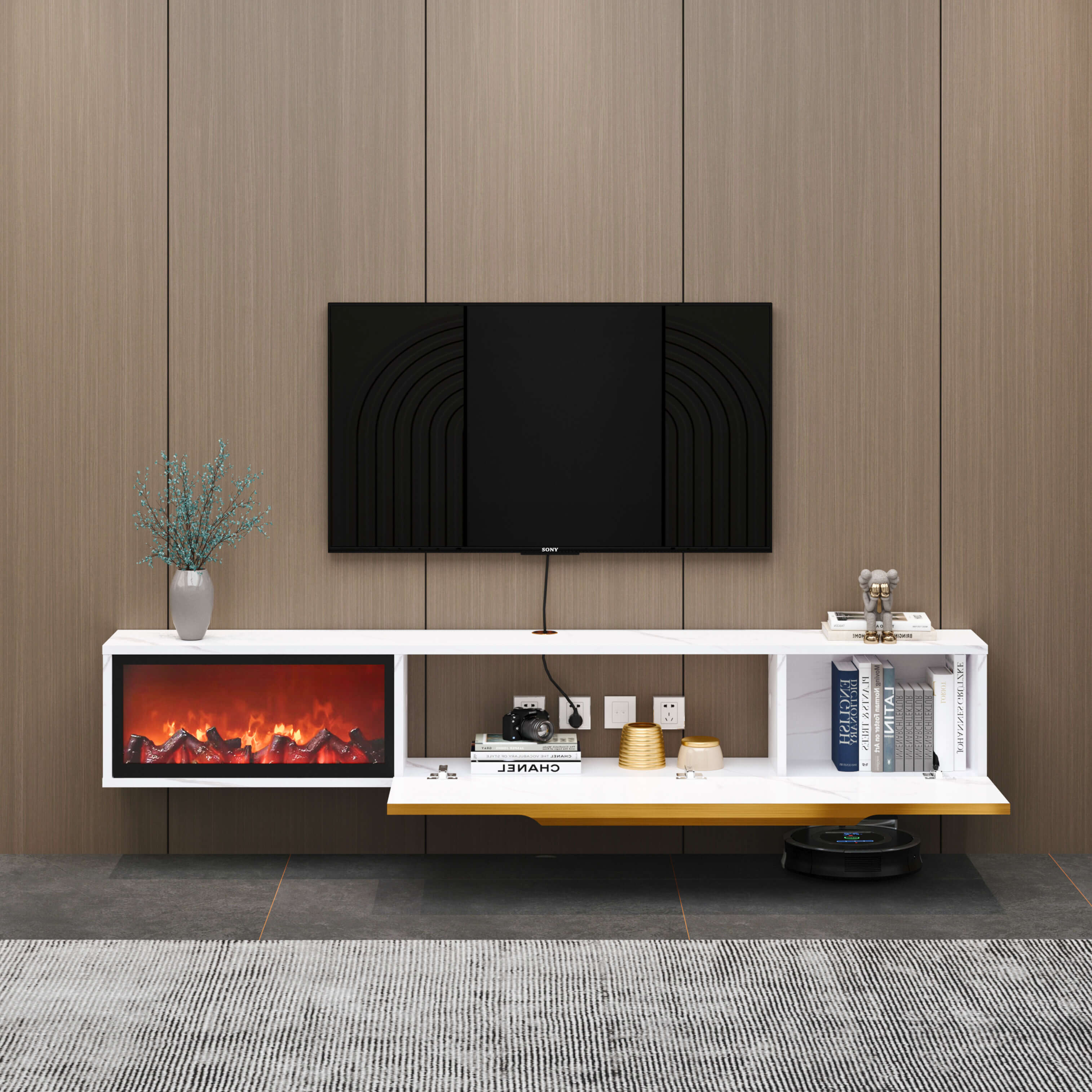 Custom Floating TV Stand (Fireplace EXCLUDED)