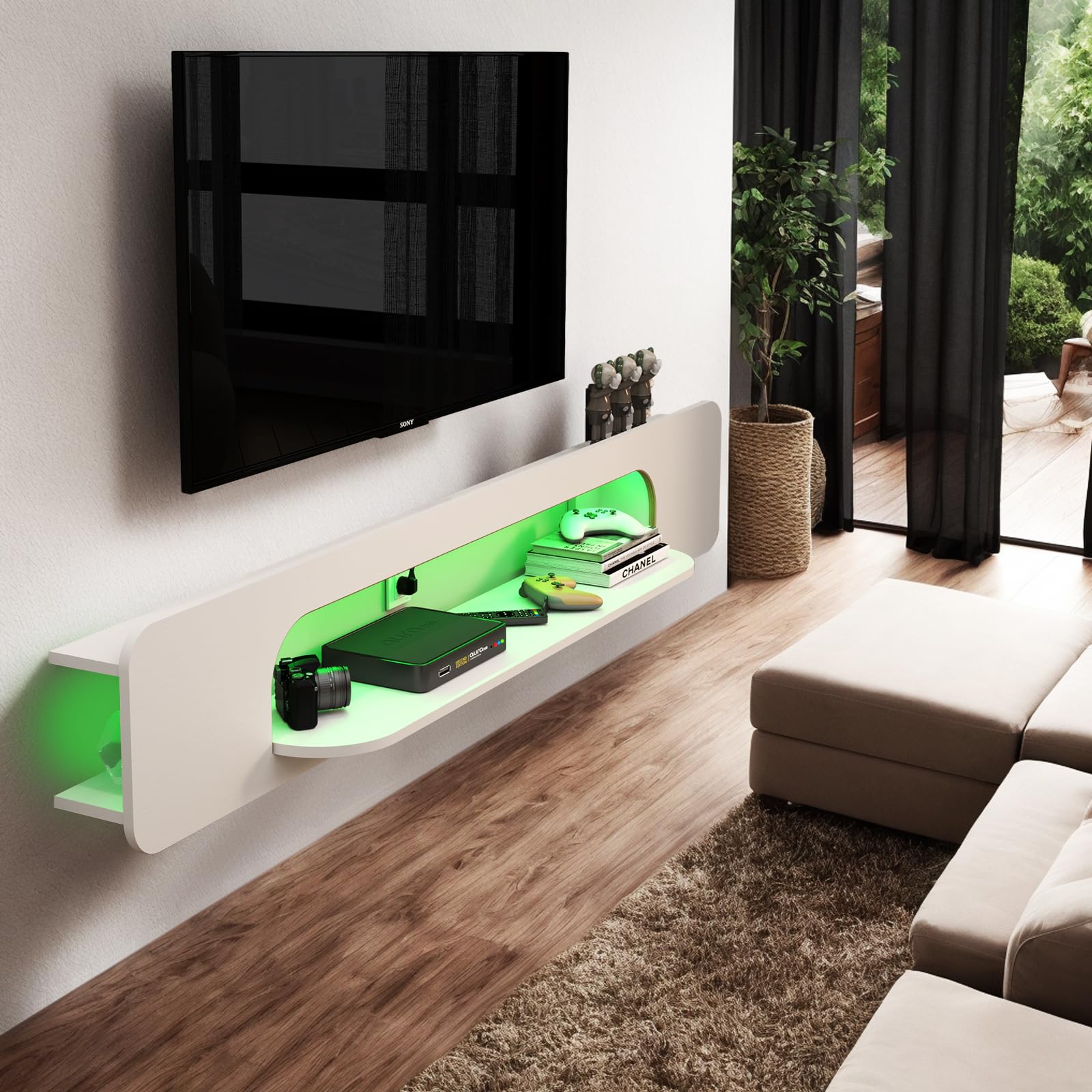 CLEARANCE 70.86" Vista LED Floating TV Stand, White