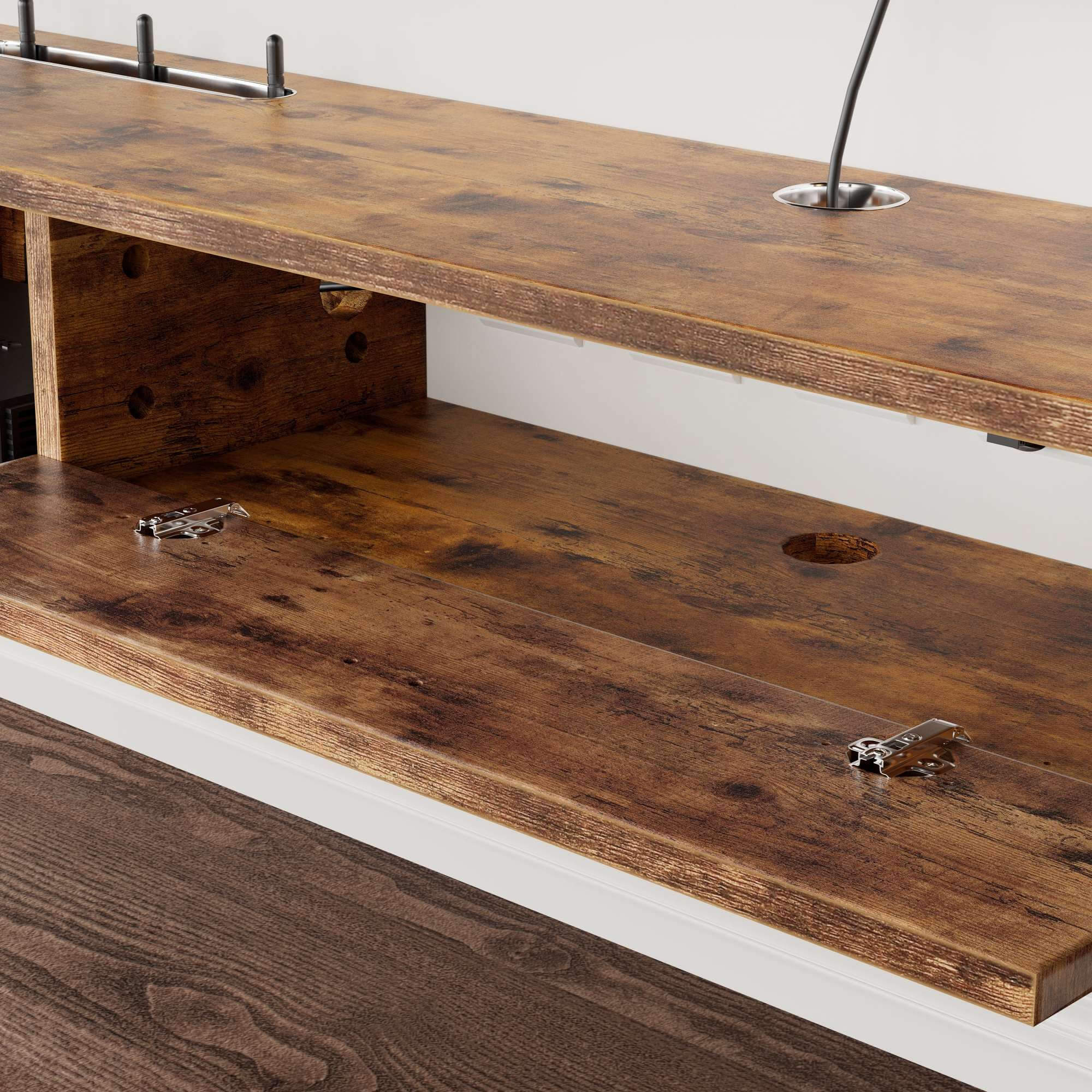 70.86" Rustic Brown Slim Floating TV Stand Wall Shelf Up to 80" TVs