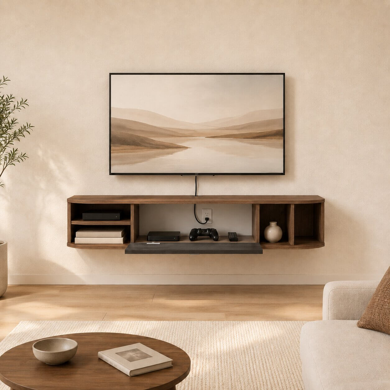 47" Modestia Floating TV Stand, Walnut (Backorder)
