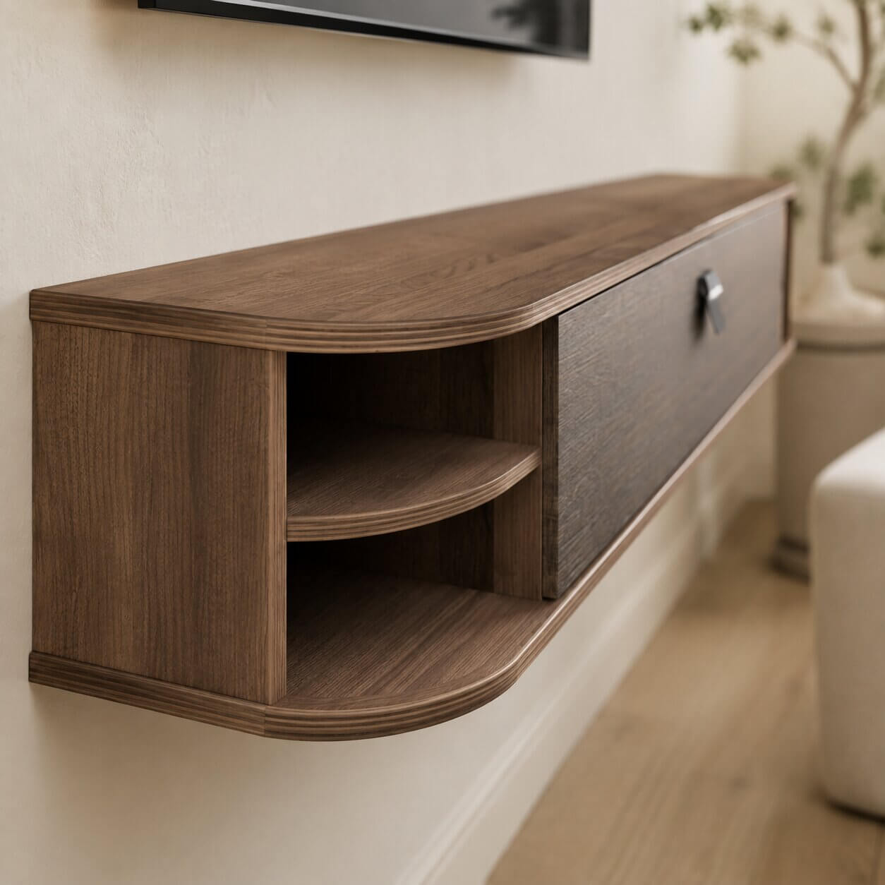 55" Modestia Floating TV Stand, Walnut