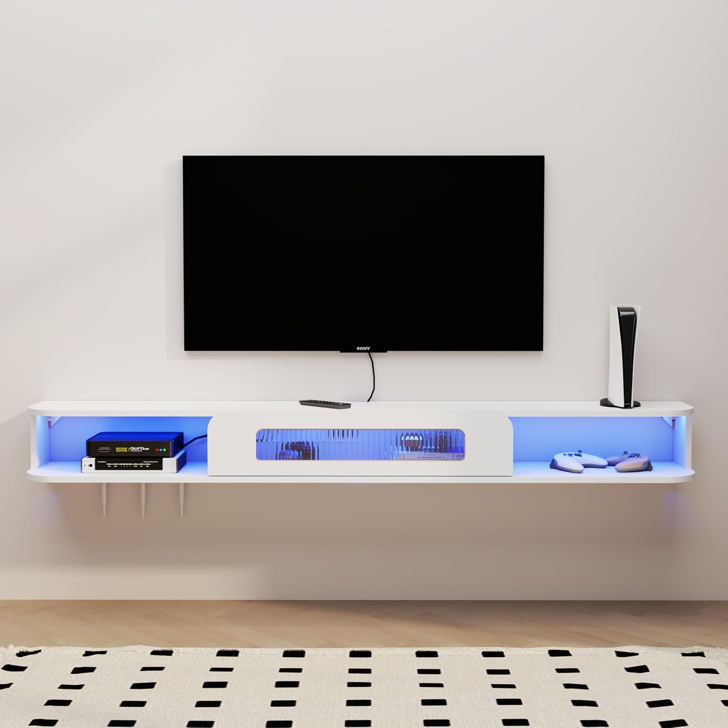 55" Eclaire Floating TV Stand, White