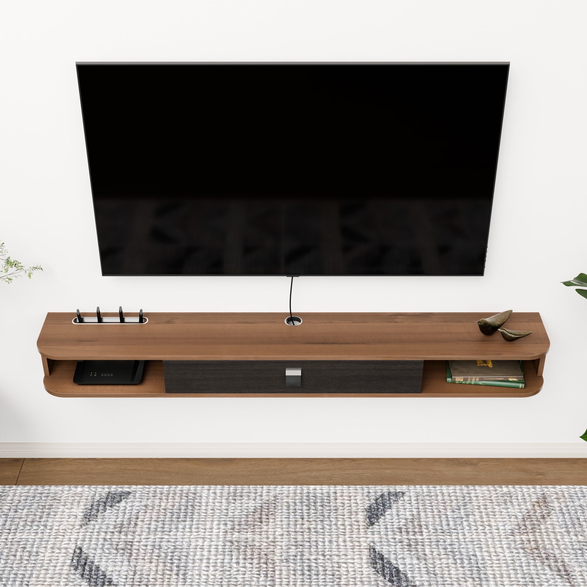 63" Eclan Floating TV Stand, Walnut