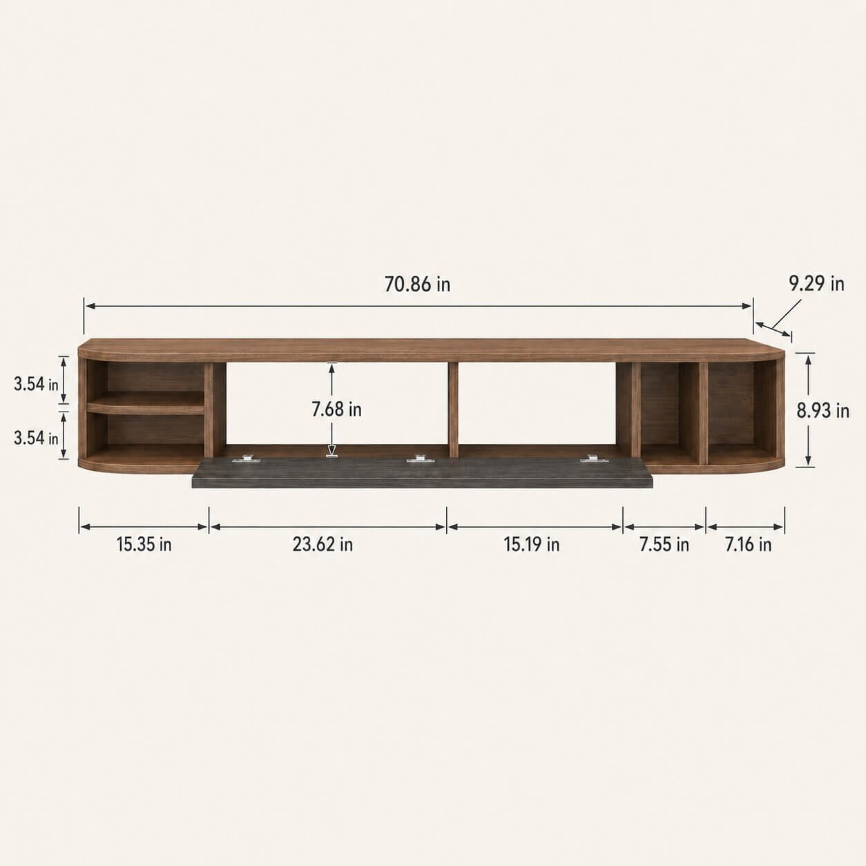 70" Modestia Floating TV Stand, Walnut