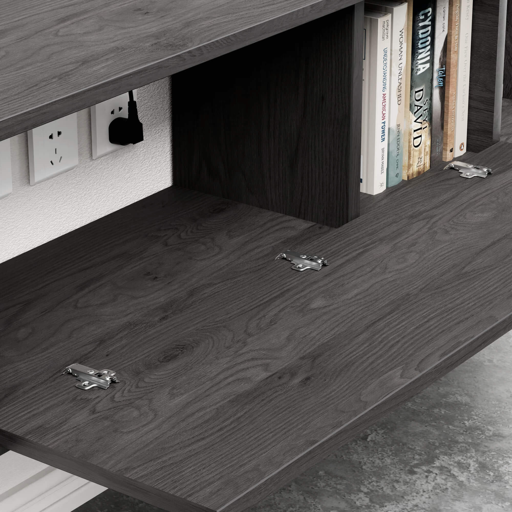 58" Prima Floating TV Stand, Rustic Grey
