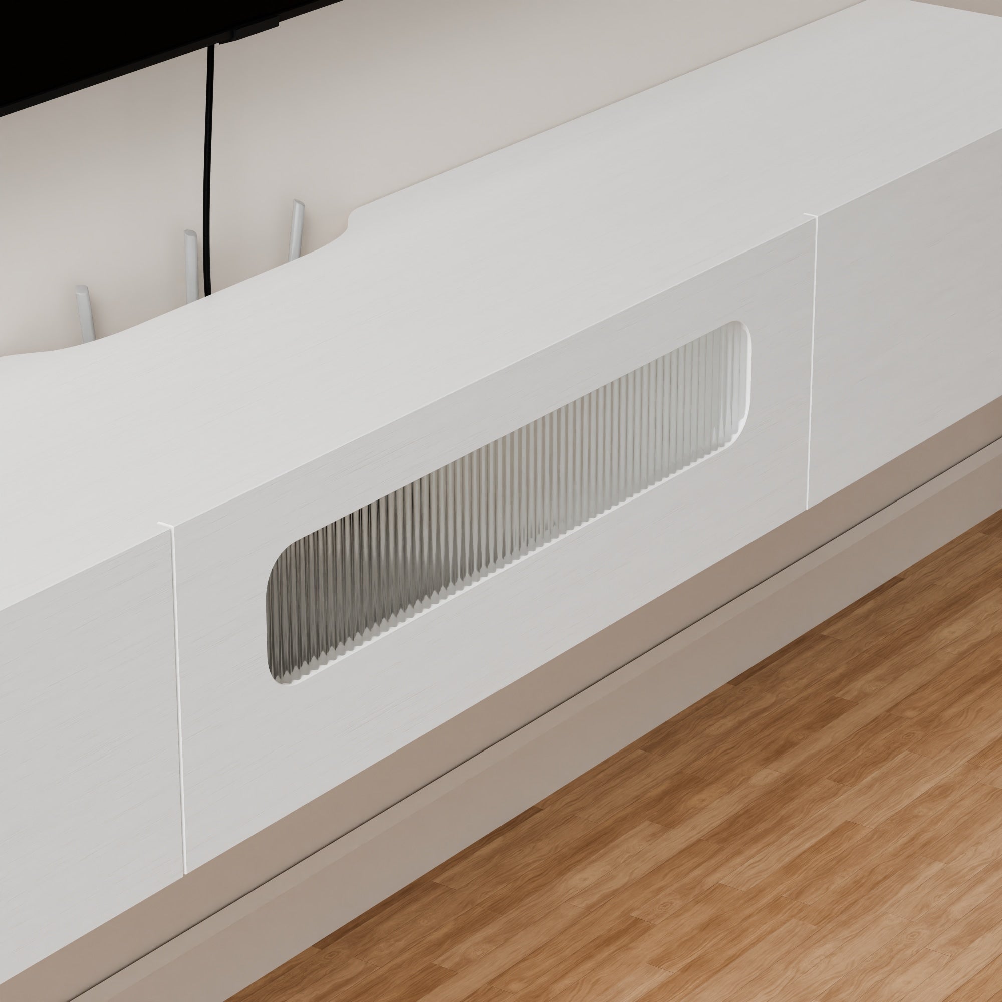 floating tv stand with glass door #color_white