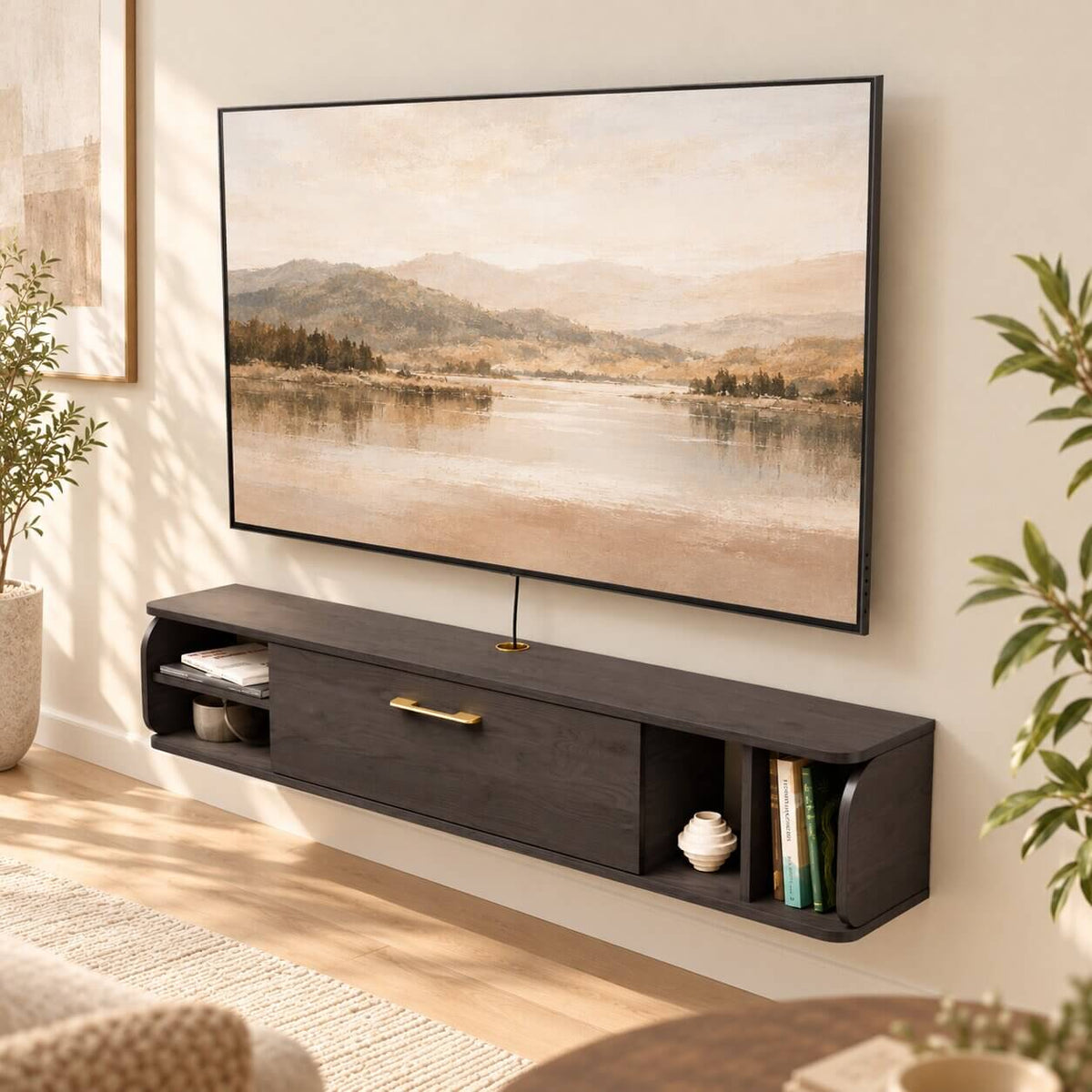 58" Prima Floating TV Stand, Rustic Grey (Backorder)