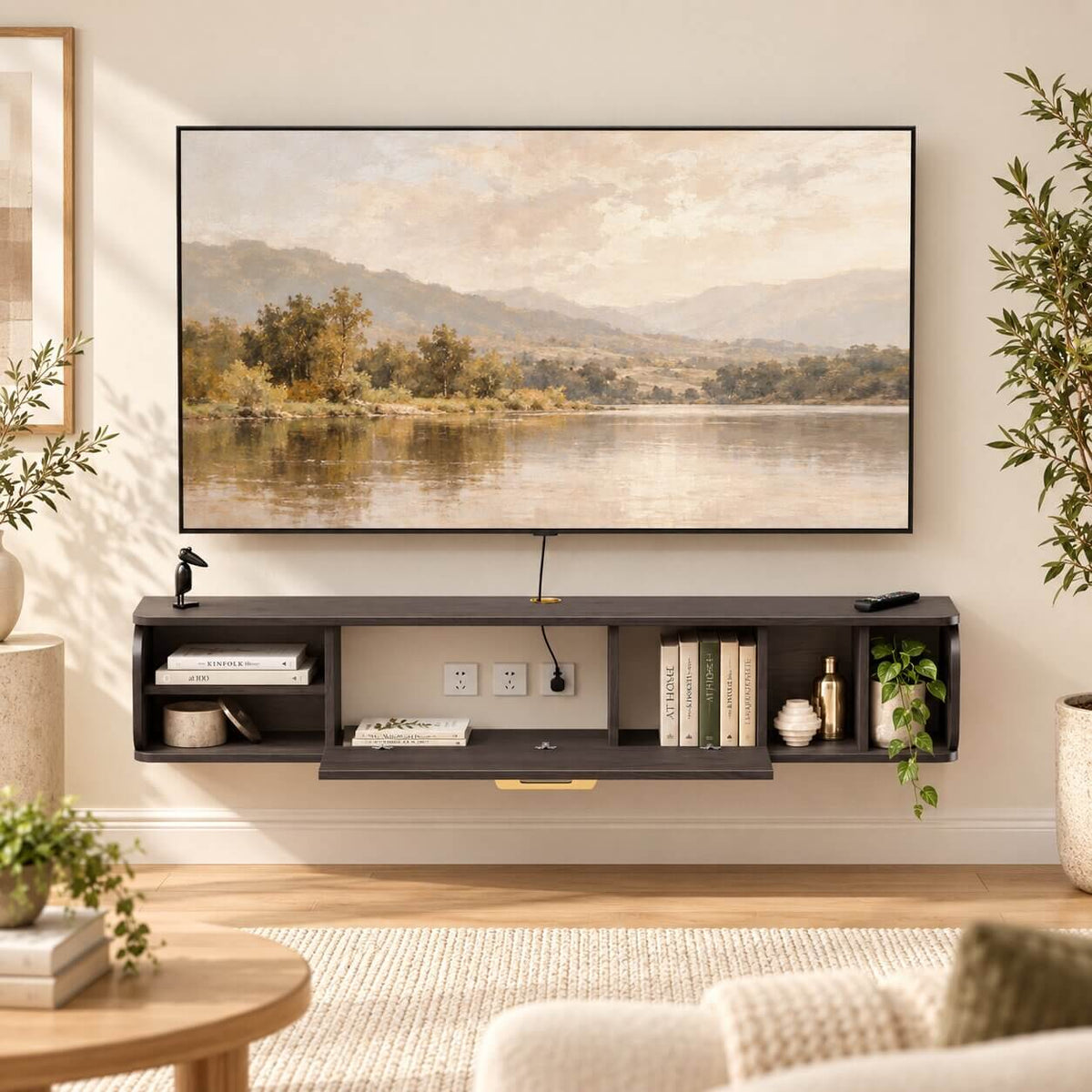 58" Prima Floating TV Stand, Rustic Grey (Backorder)