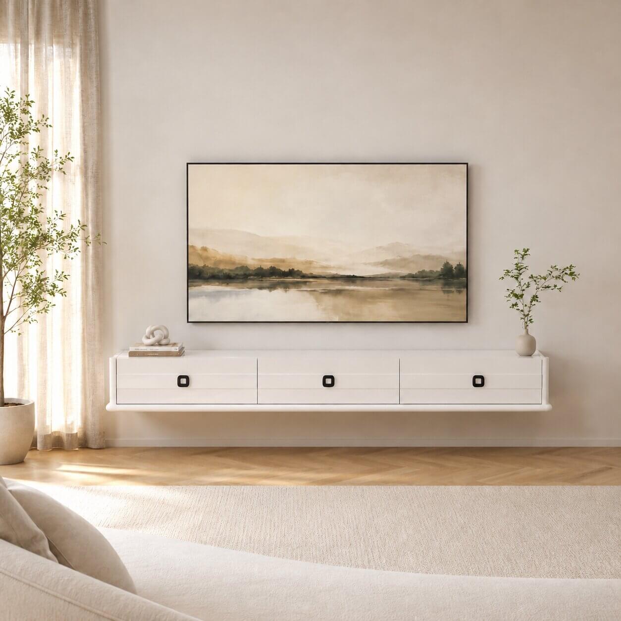 74.88″ Polara Glossy White Floating TV Stand