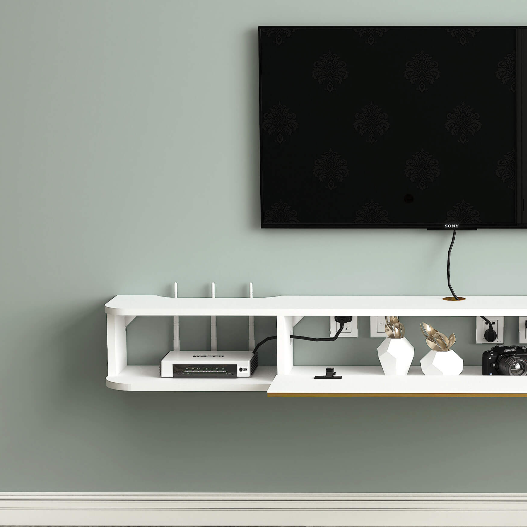 55" Slendera Floating TV Stand, White