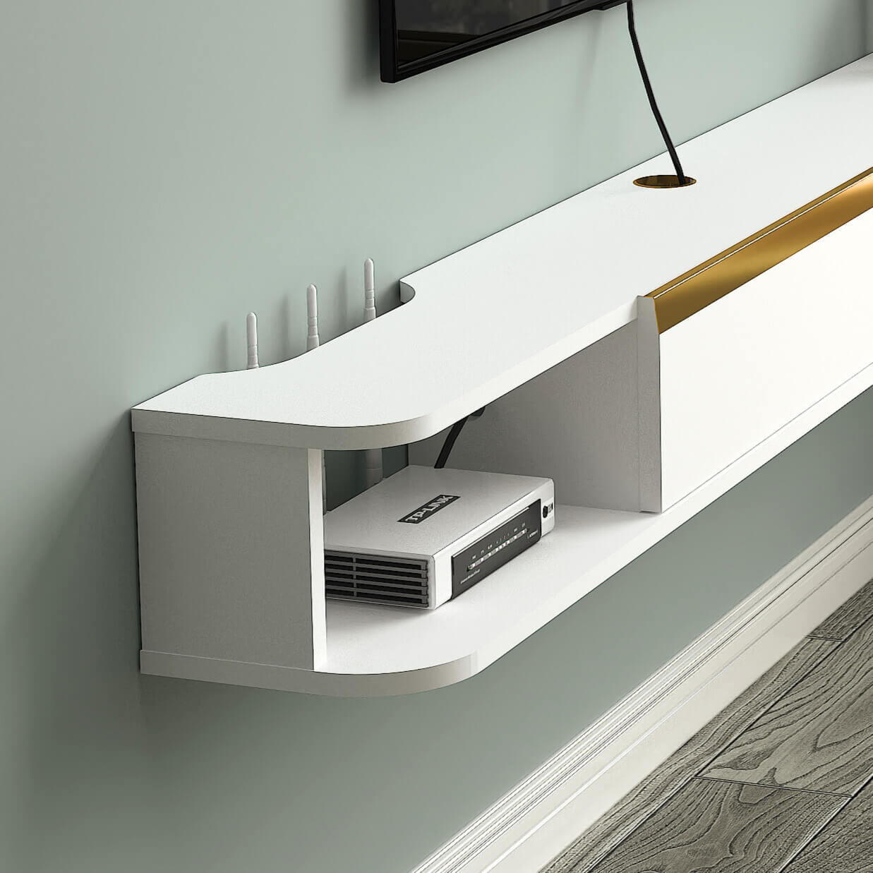 55" Slendera Floating TV Stand, White