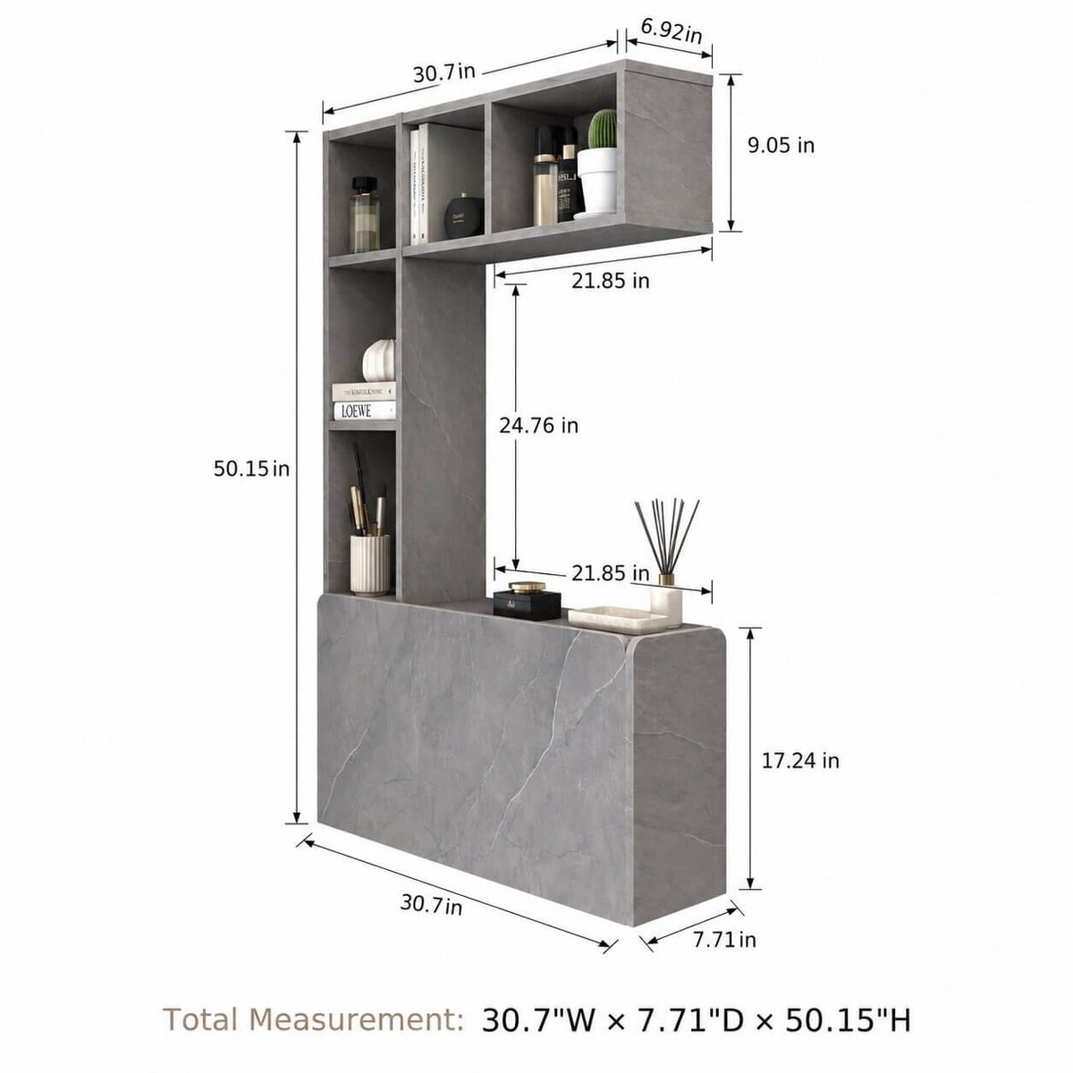 Plywood Wall Mounted Fold Down Desk with Large Storage Shelf, Grey (Backorder)