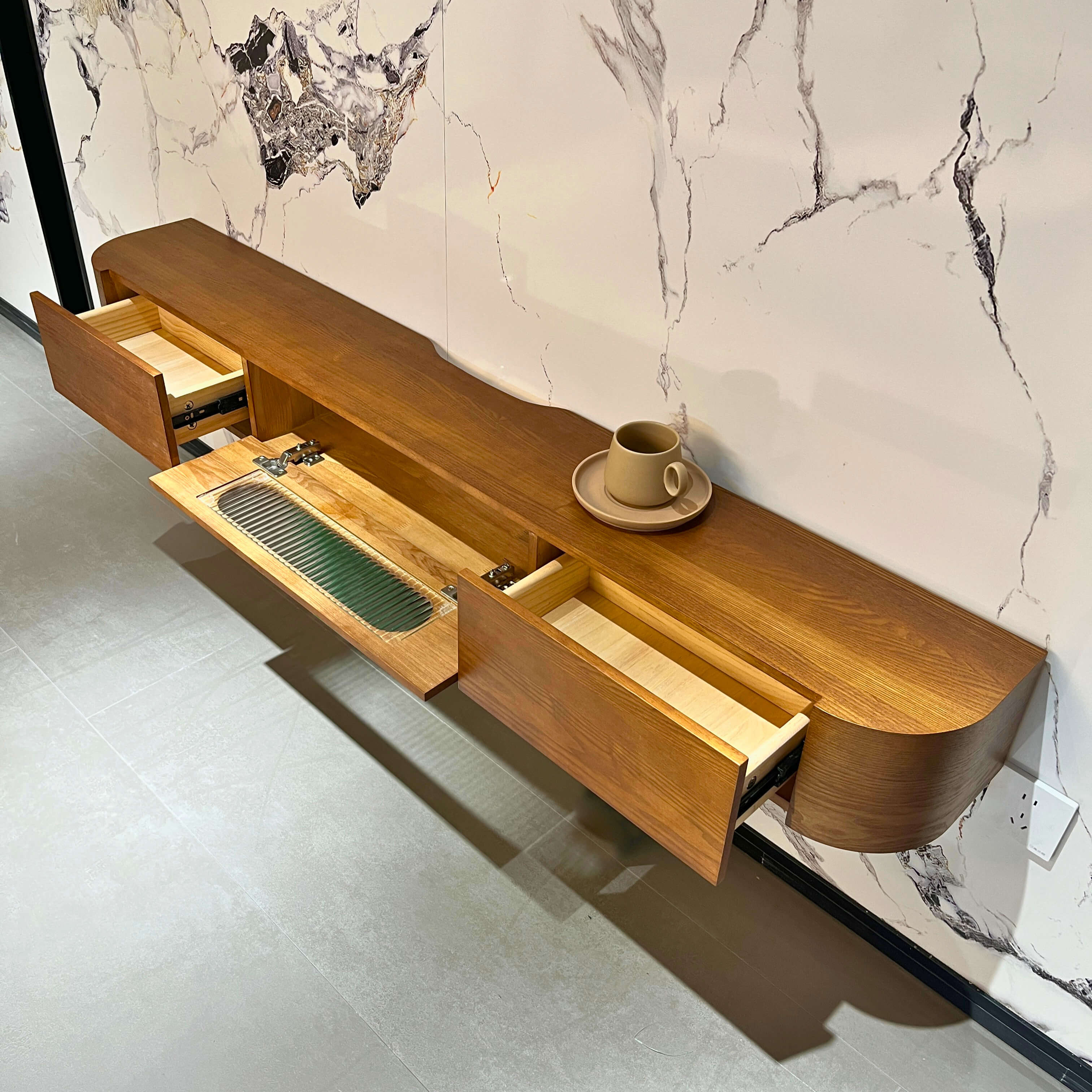 70" Prista Floating TV Stand, Walnut