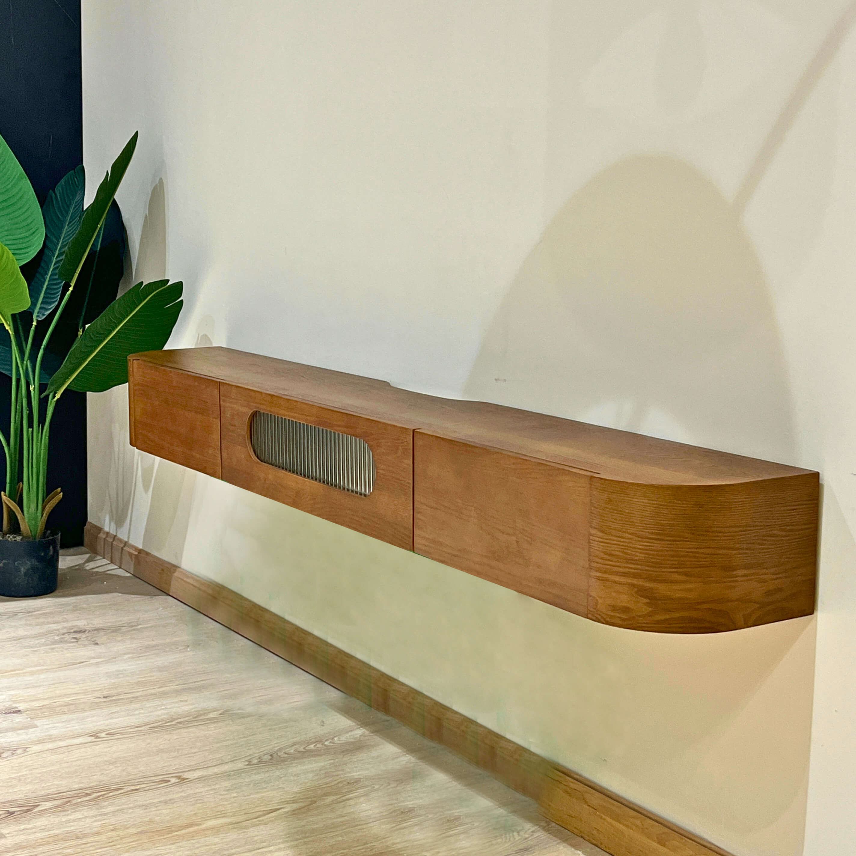70" Prista Floating TV Stand, Walnut