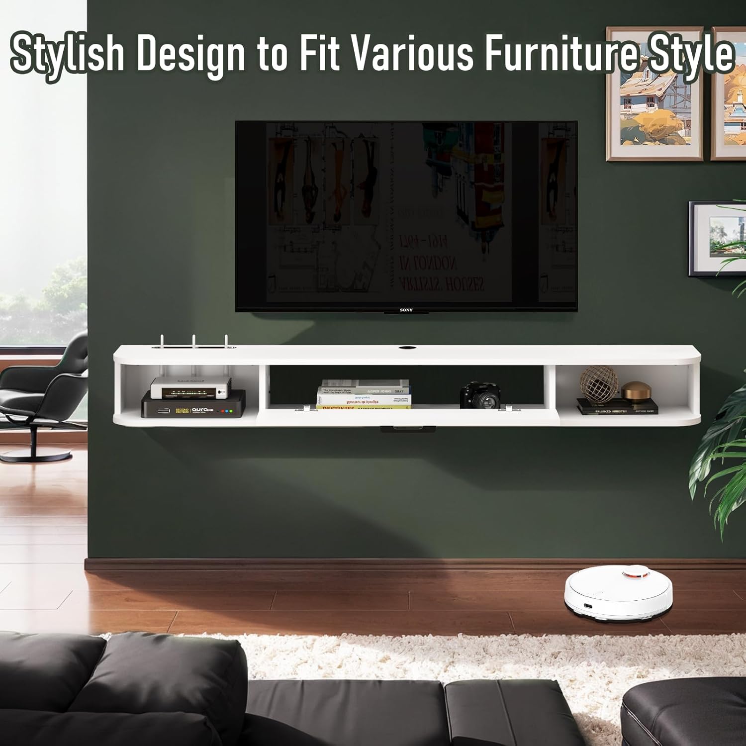 78.74" Pureza Floating TV Stand, White