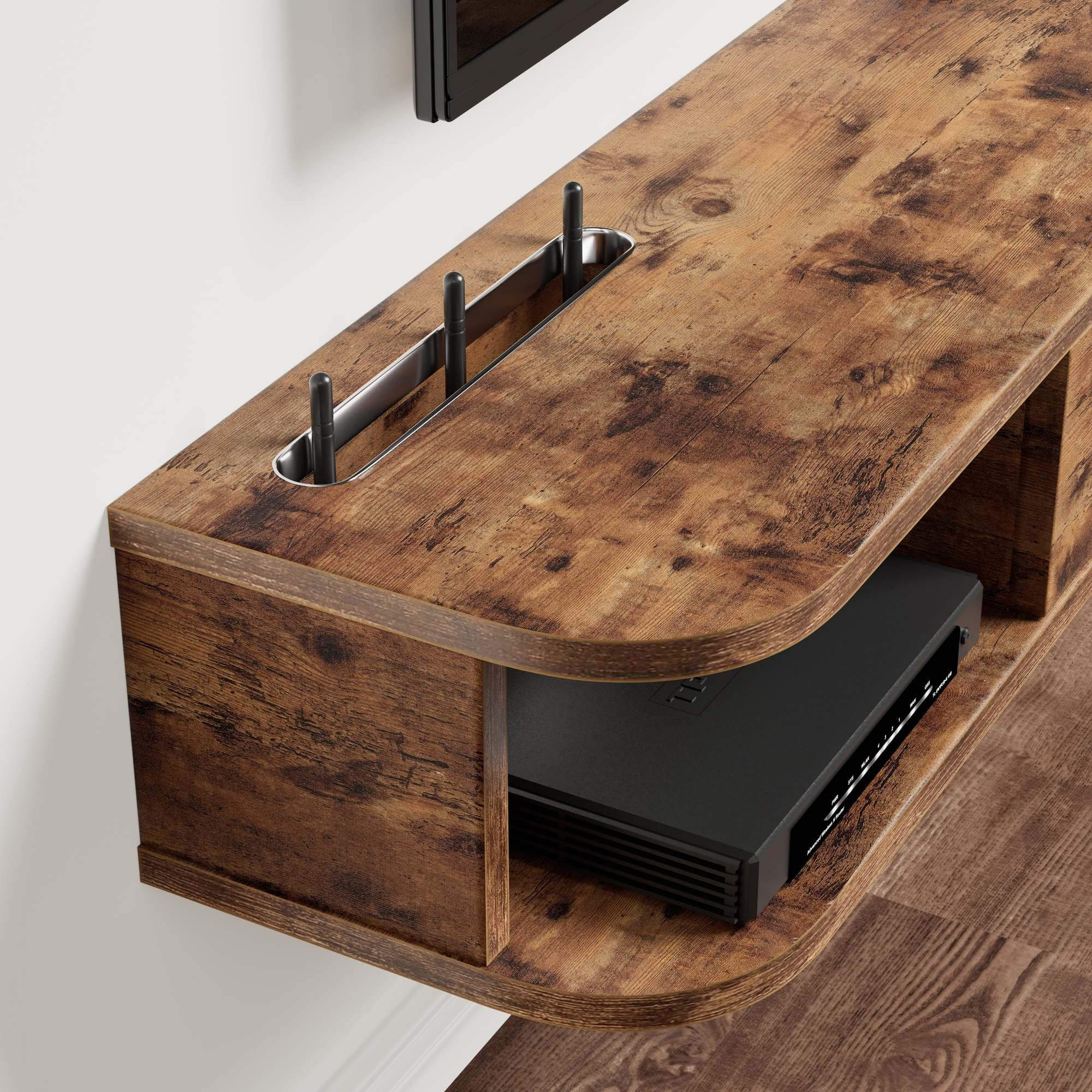 78.74" Rustic Brown Slim Floating TV Stand Wall Shelf Up to 85" TVs