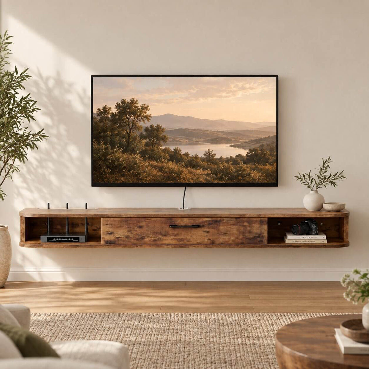 70" Pureza Rustic Brown Floating TV Stand