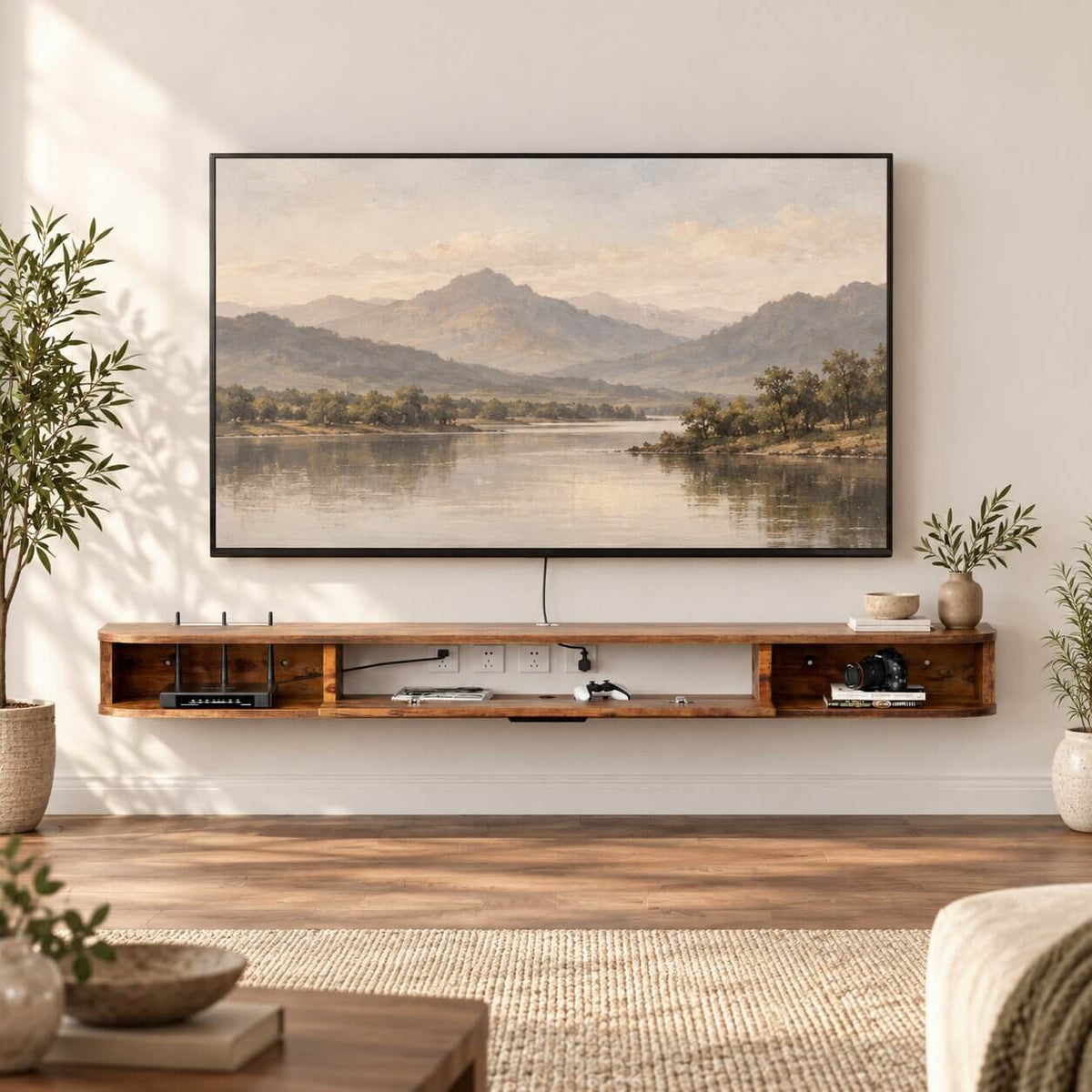 70" Pureza Rustic Brown Floating TV Stand