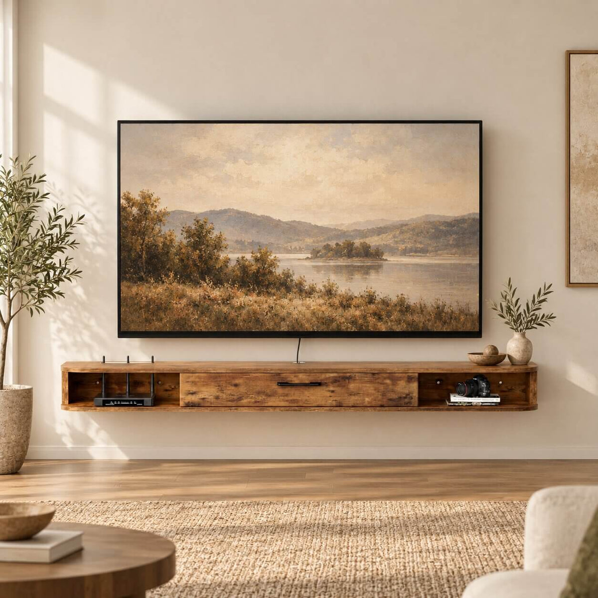 70" Pureza Rustic Brown Floating TV Stand
