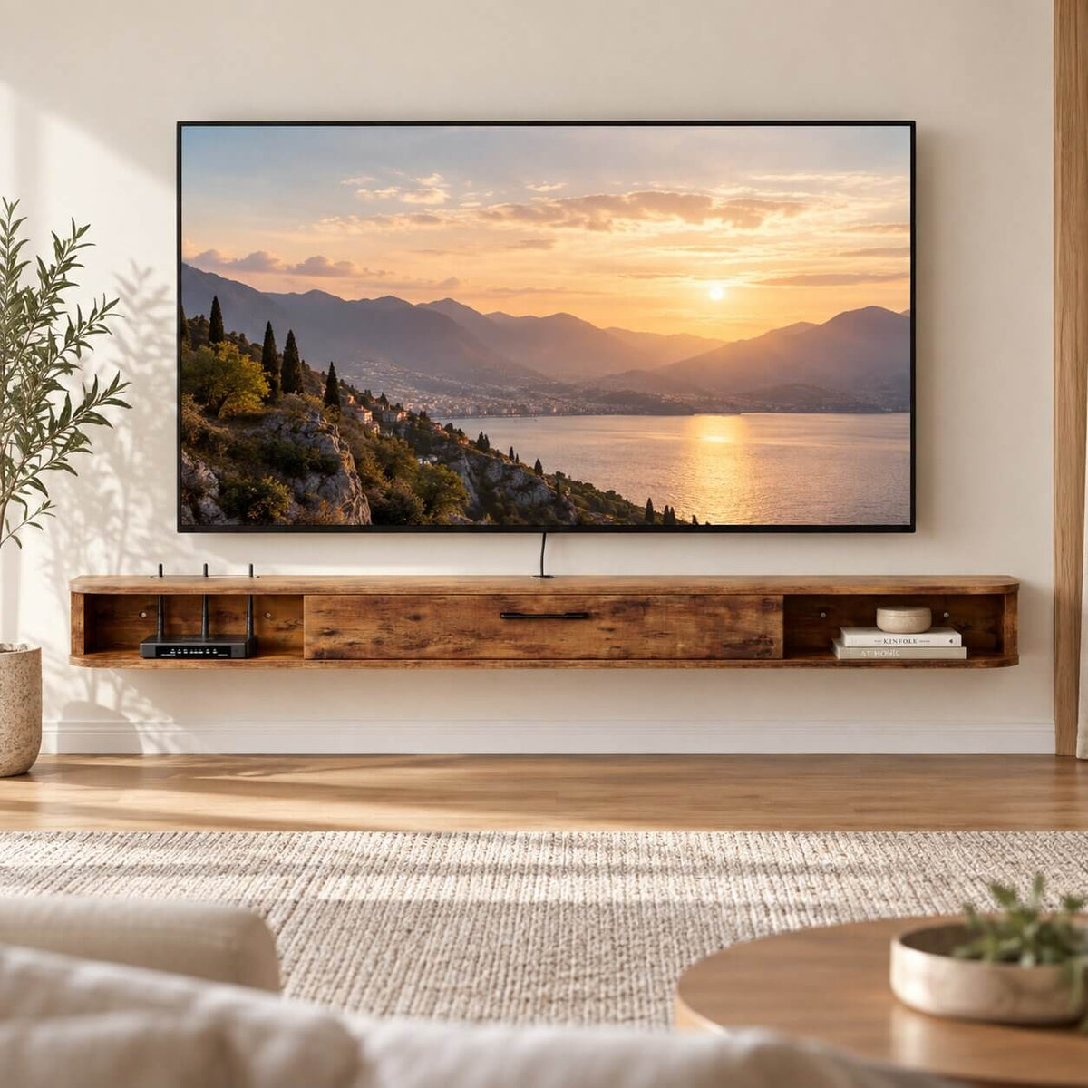 78" Pureza Rustic Brown Floating TV Stand