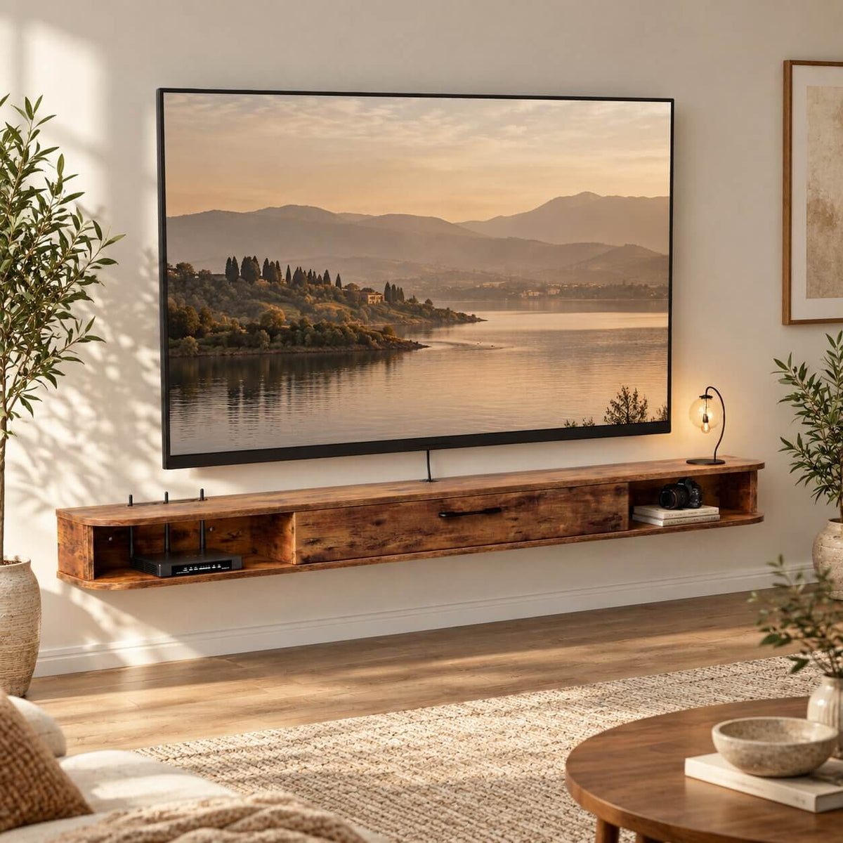 78" Pureza Rustic Brown Floating TV Stand