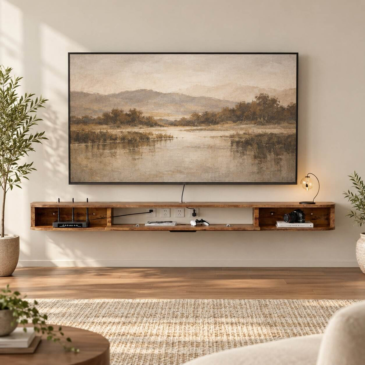 78" Pureza Rustic Brown Floating TV Stand