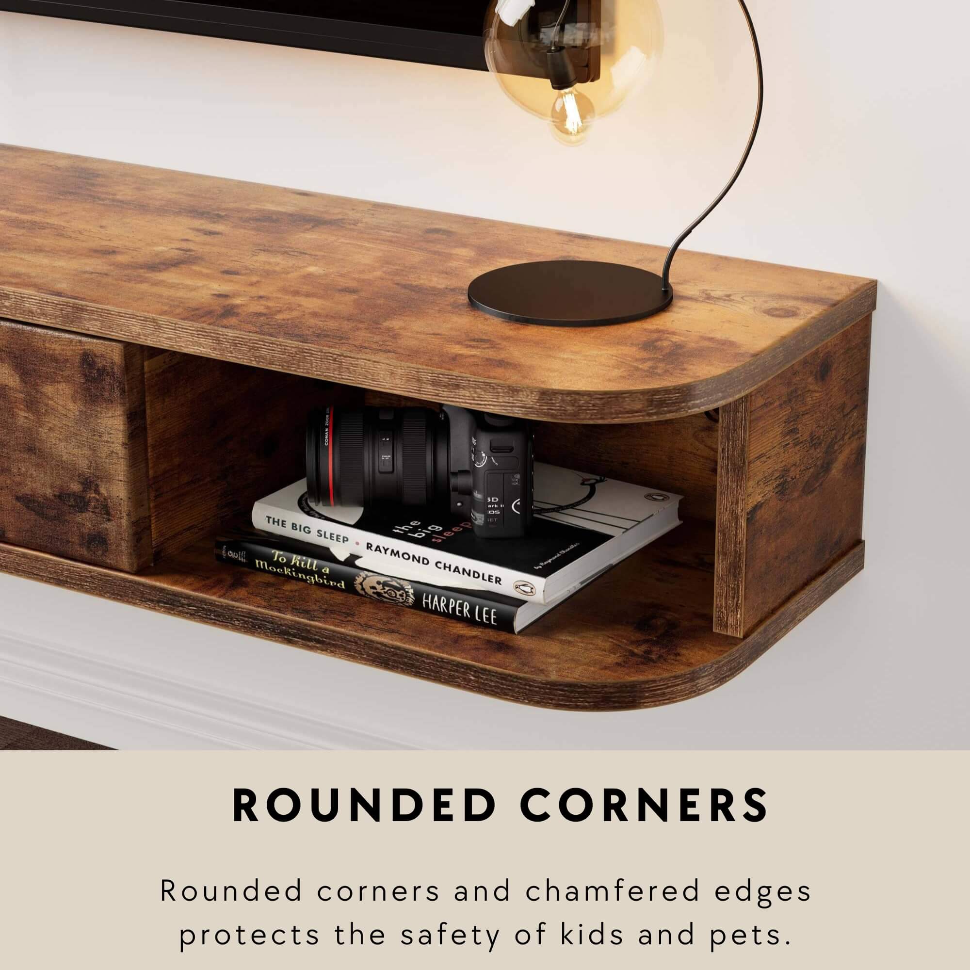 78.74" Rustic Brown Slim Floating TV Stand Wall Shelf Up to 85" TVs