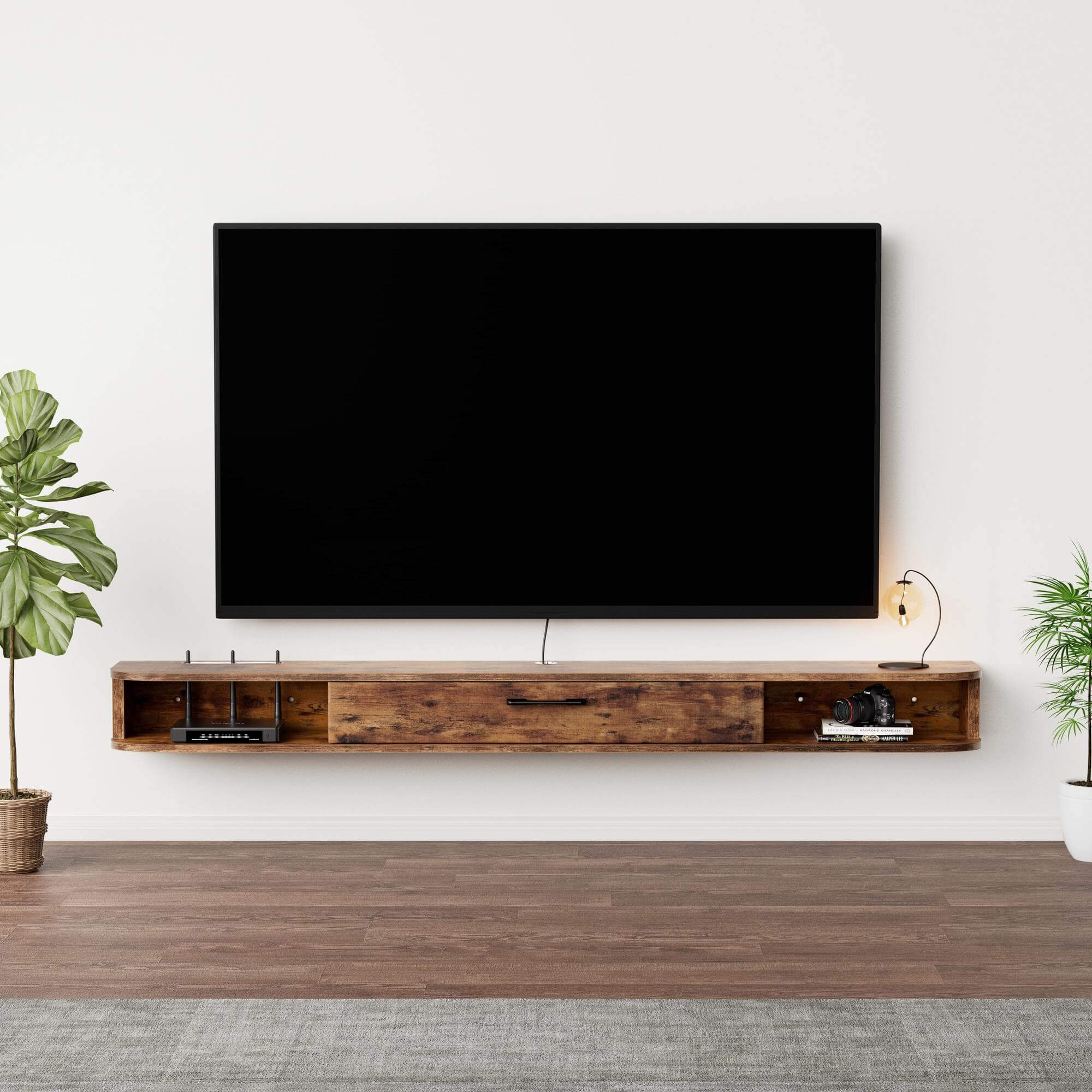 70.86" Pureza Rustic Brown Floating TV Stand