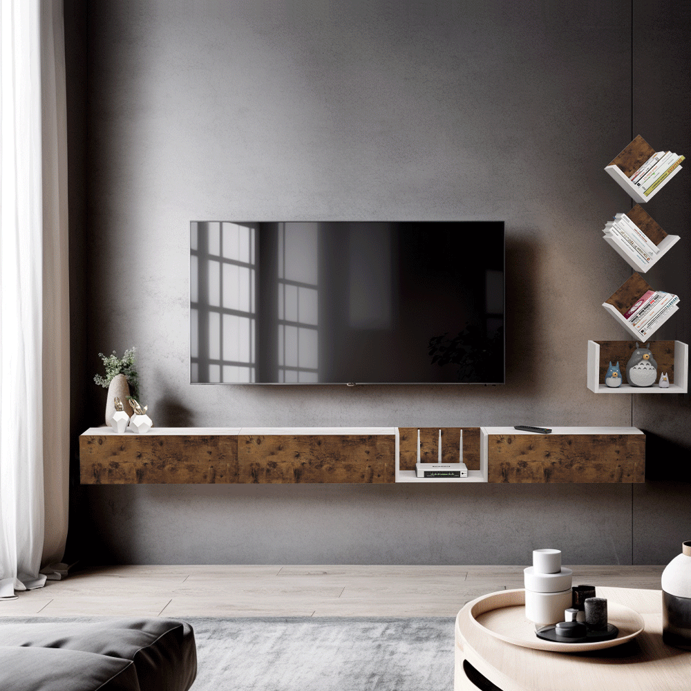 Rustic Brown Wood Above TV Shelf for DIY Floating TV Stand, Door Shelf (Single)